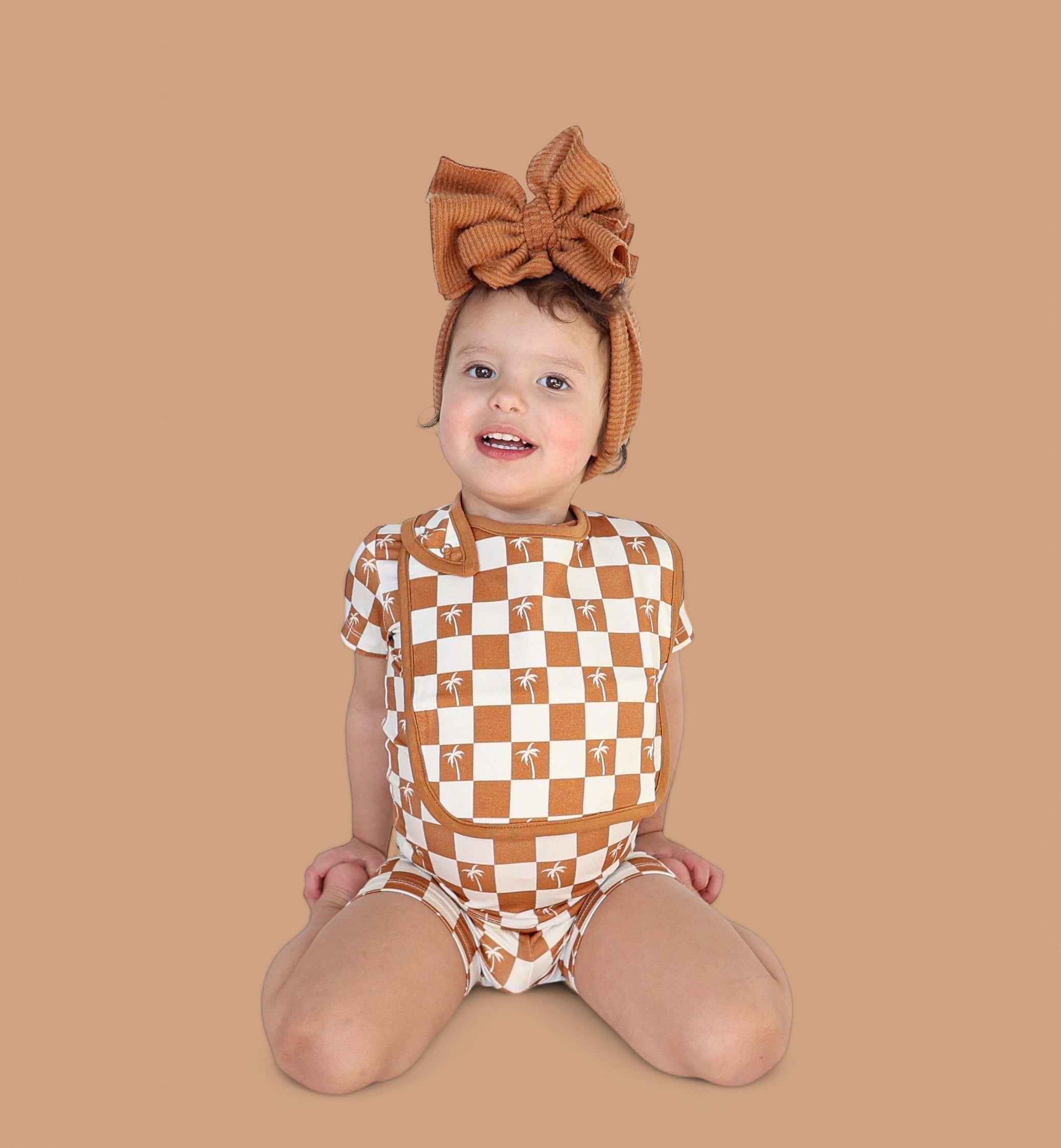 Exclusive Sandy Beach Checkers Dream Baby Bib