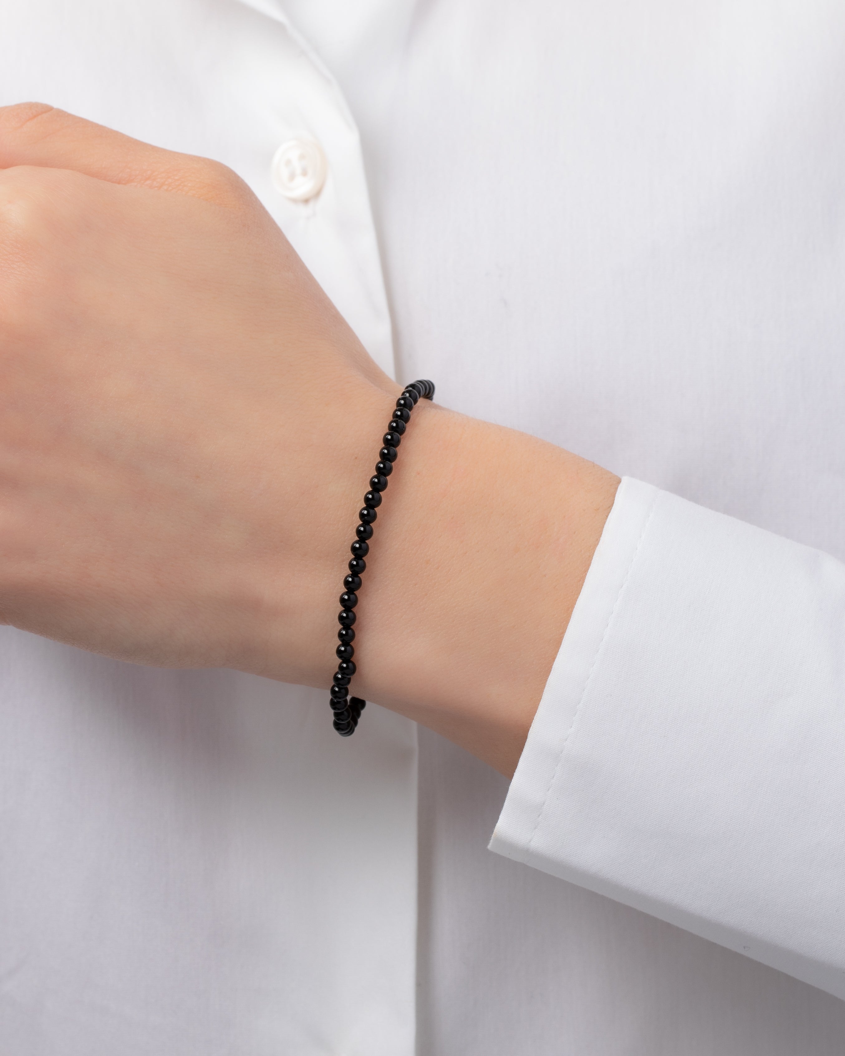 3mm Black Onyx Bead Bracelet