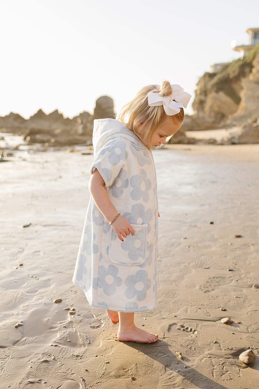 Coastal Floral Zip-up Organic Cotton Beach Poncho
