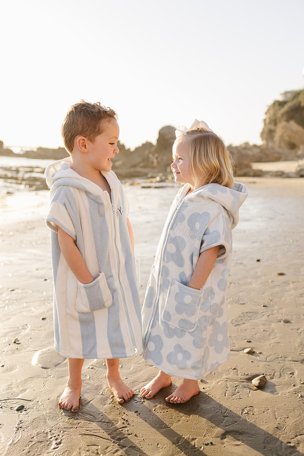 Seaside Stripe Zip-up Organic Cotton Beach Poncho