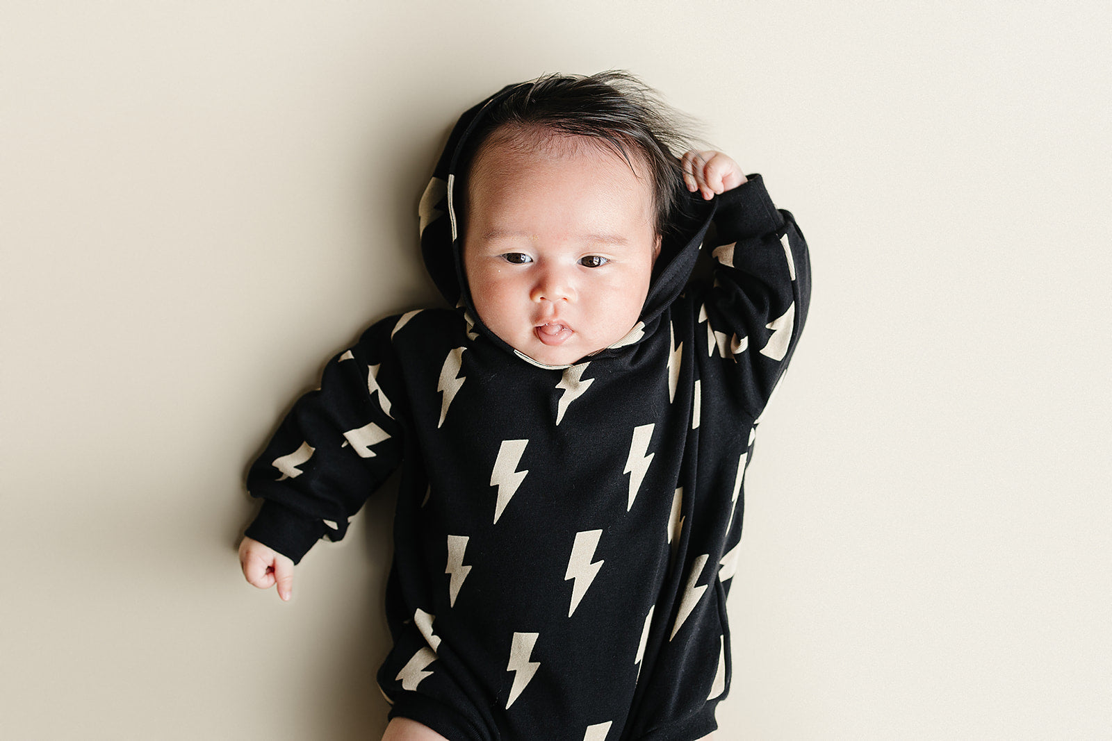 Hooded Bubble Romper | Black Bolts