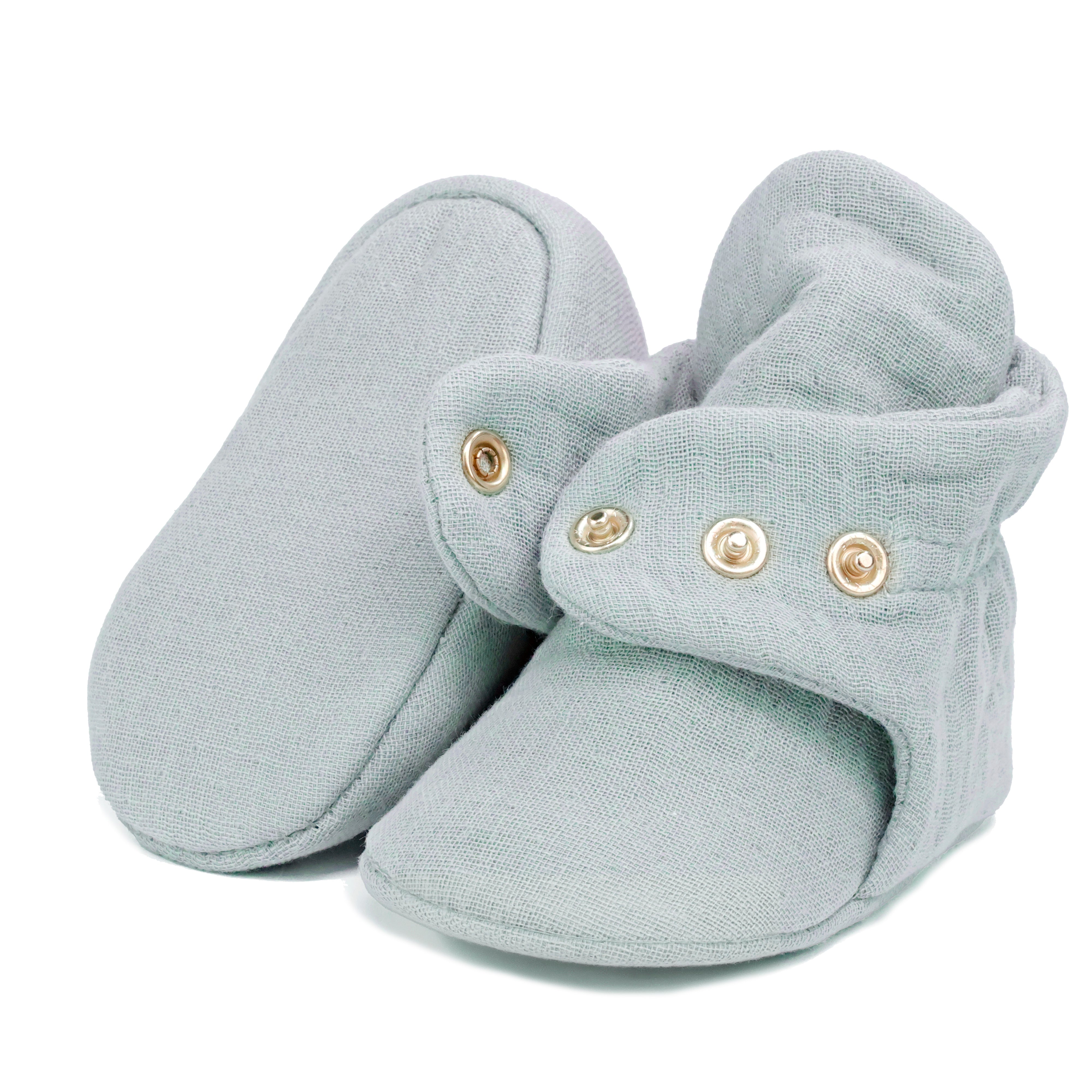 Muslin Stay On Baby Booties Gray