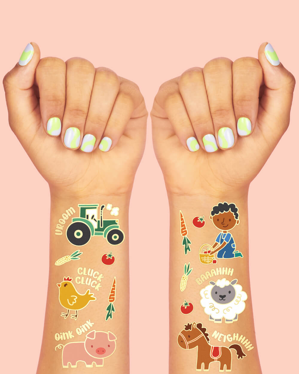 Farm Life Tats - 30 Foil Temporary Tattoos