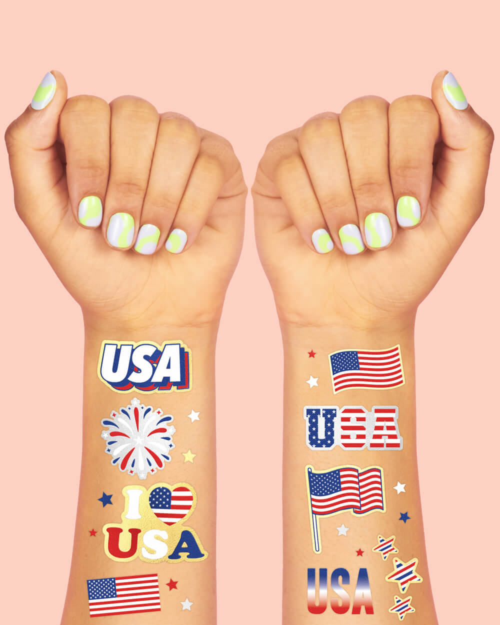 Stars & Stripes Tats - 70 Foil Temporary Tattoos