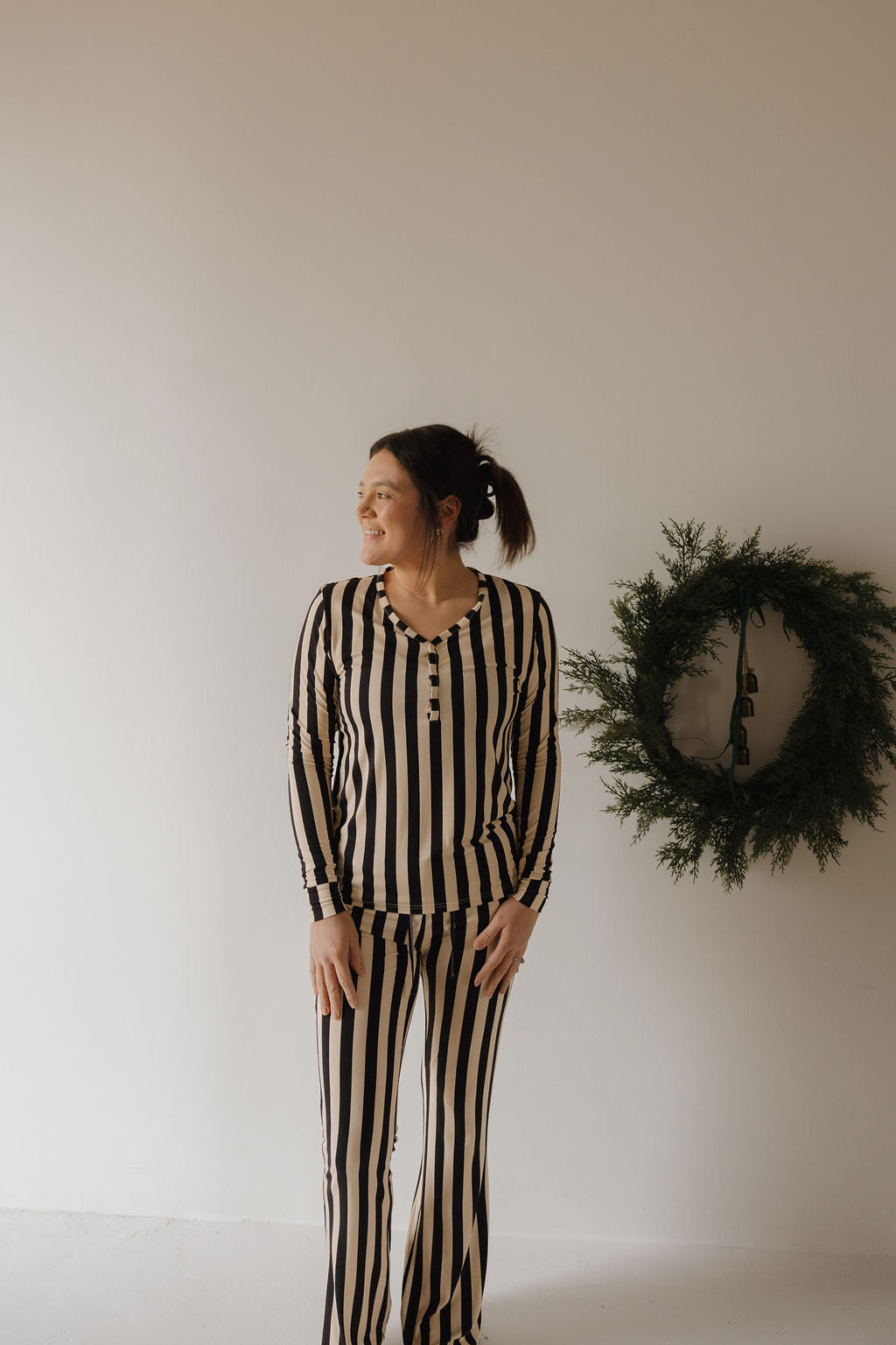 Women's Long Sleeve Bamboo Pajama | Midnight Stripe