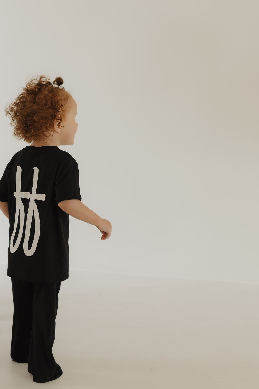 Toddler Short Sleeve Bamboo Lounge Set | Black Ff Signature