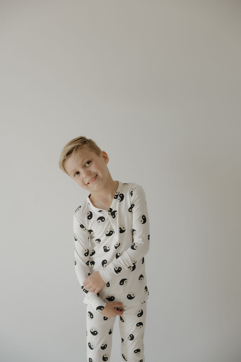 Bamboo Two Piece Pajamas | Black & White Yin Yang