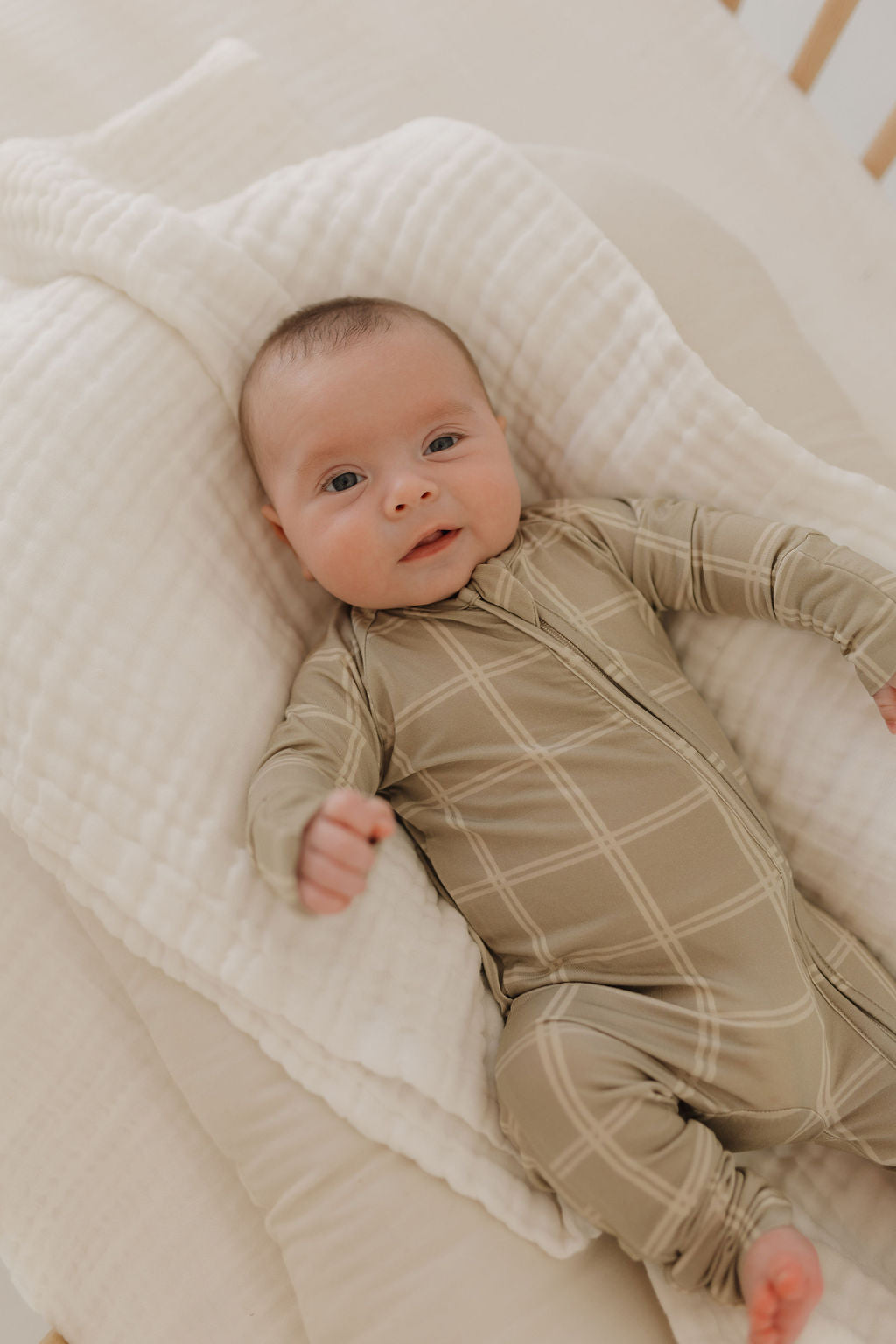 Bamboo Zip Pajamas | Linen Grid