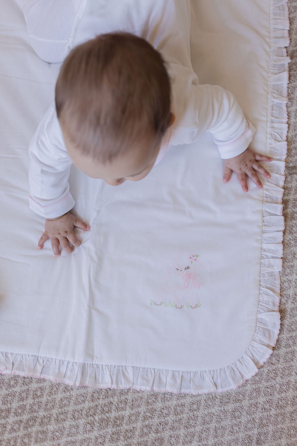 Baby Lamb & Bee Cotton Stroller Blanket