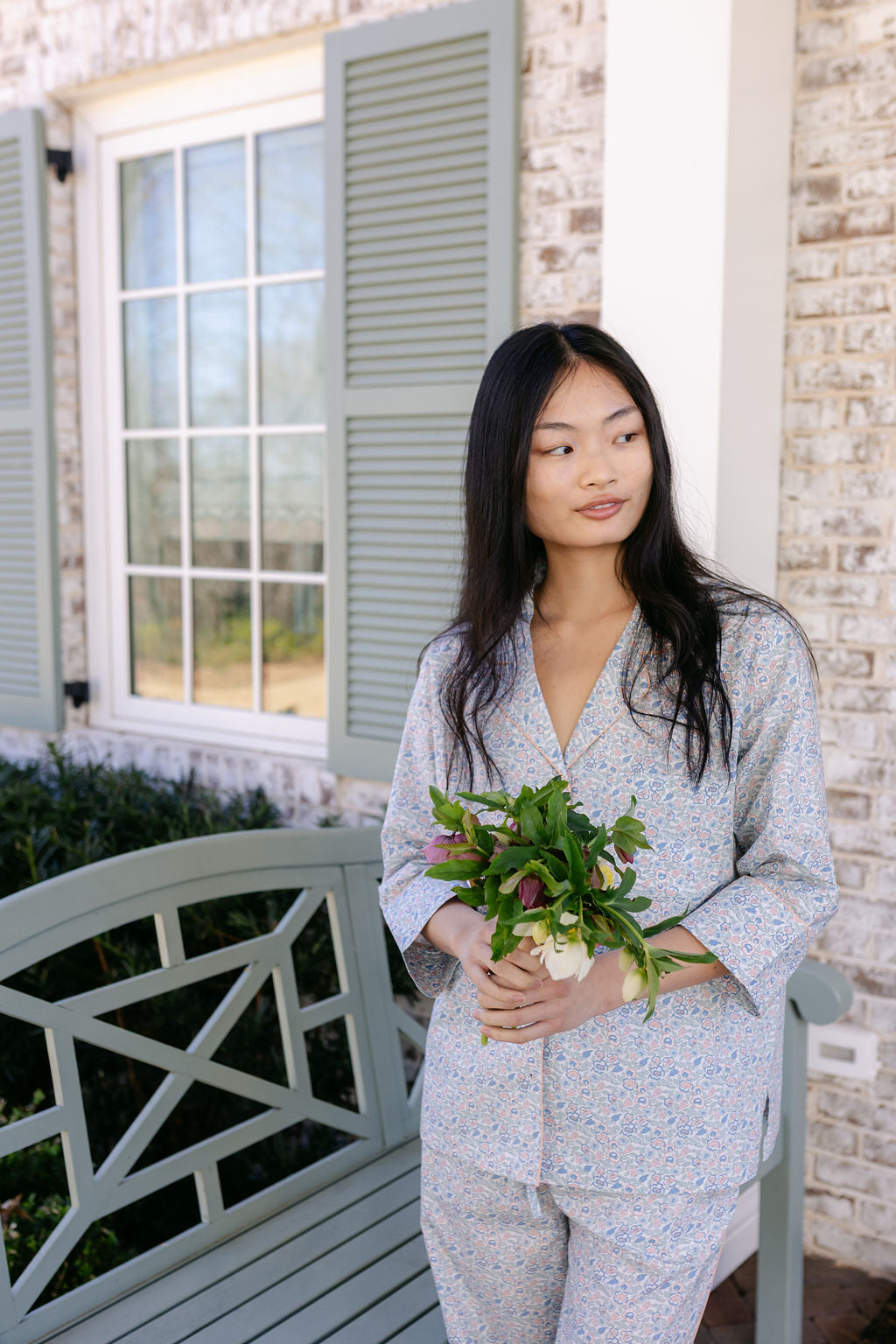 Classic Cotton Pajamas In French Floral