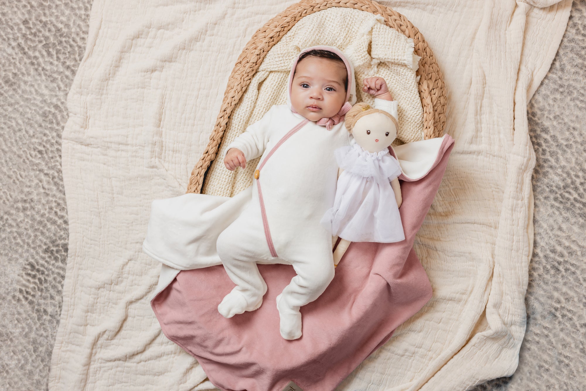 Corduroy Kimono Footie And Bonnet