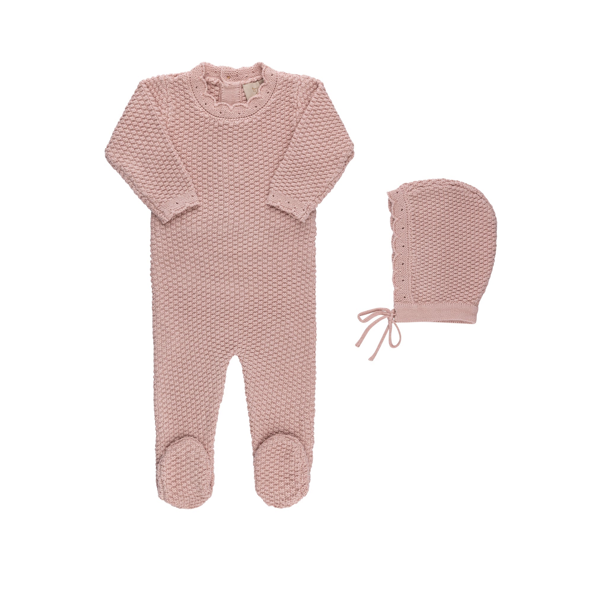 Waffle Knit Footie And Bonnet