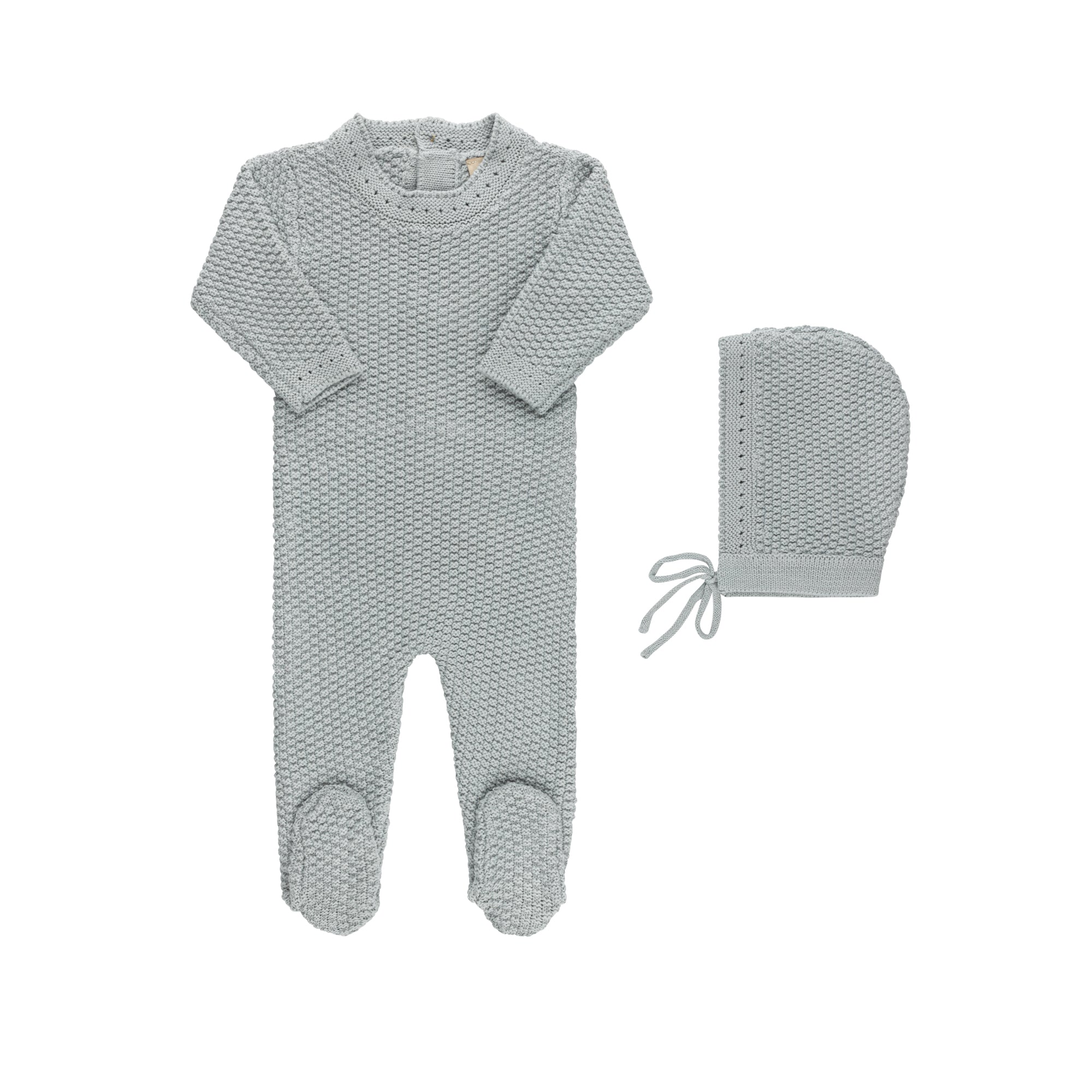 Waffle Knit Footie And Bonnet