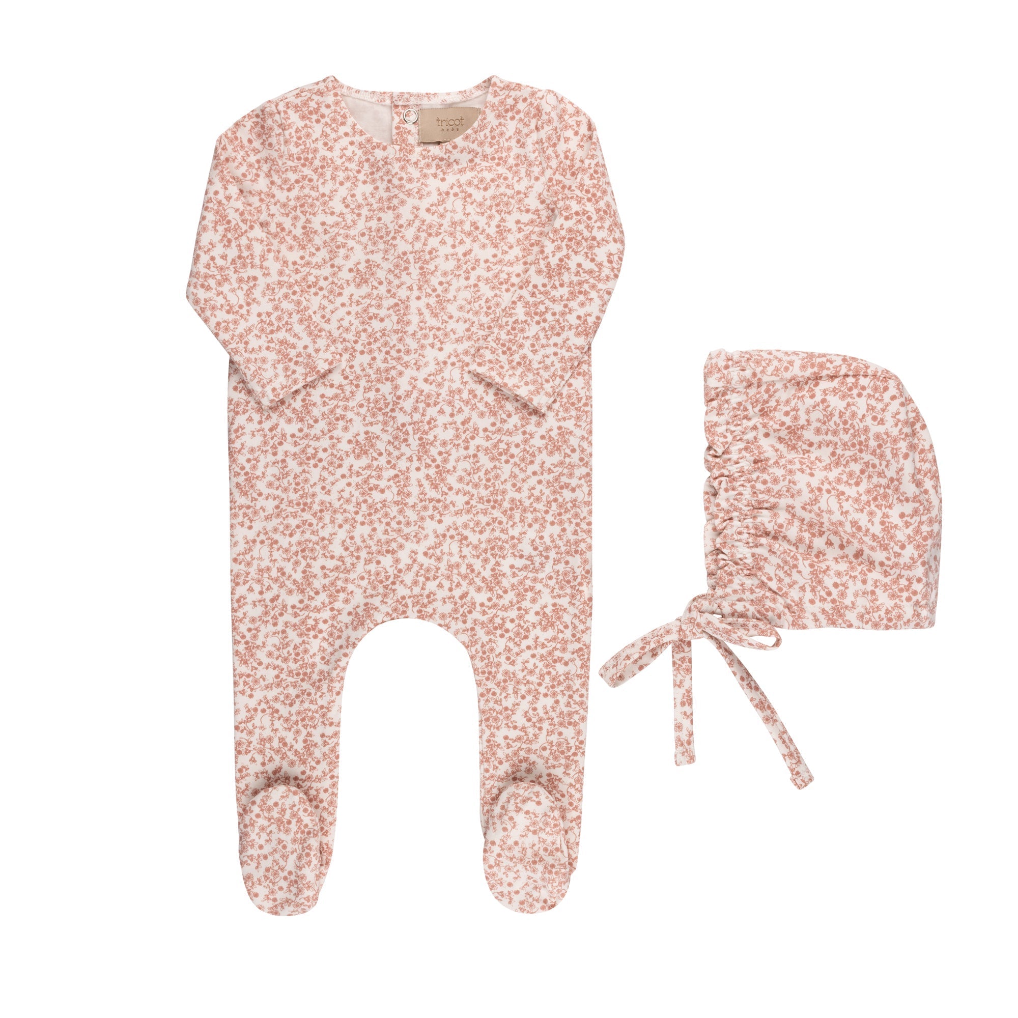 Ditsy Print Floral Footie & Hat