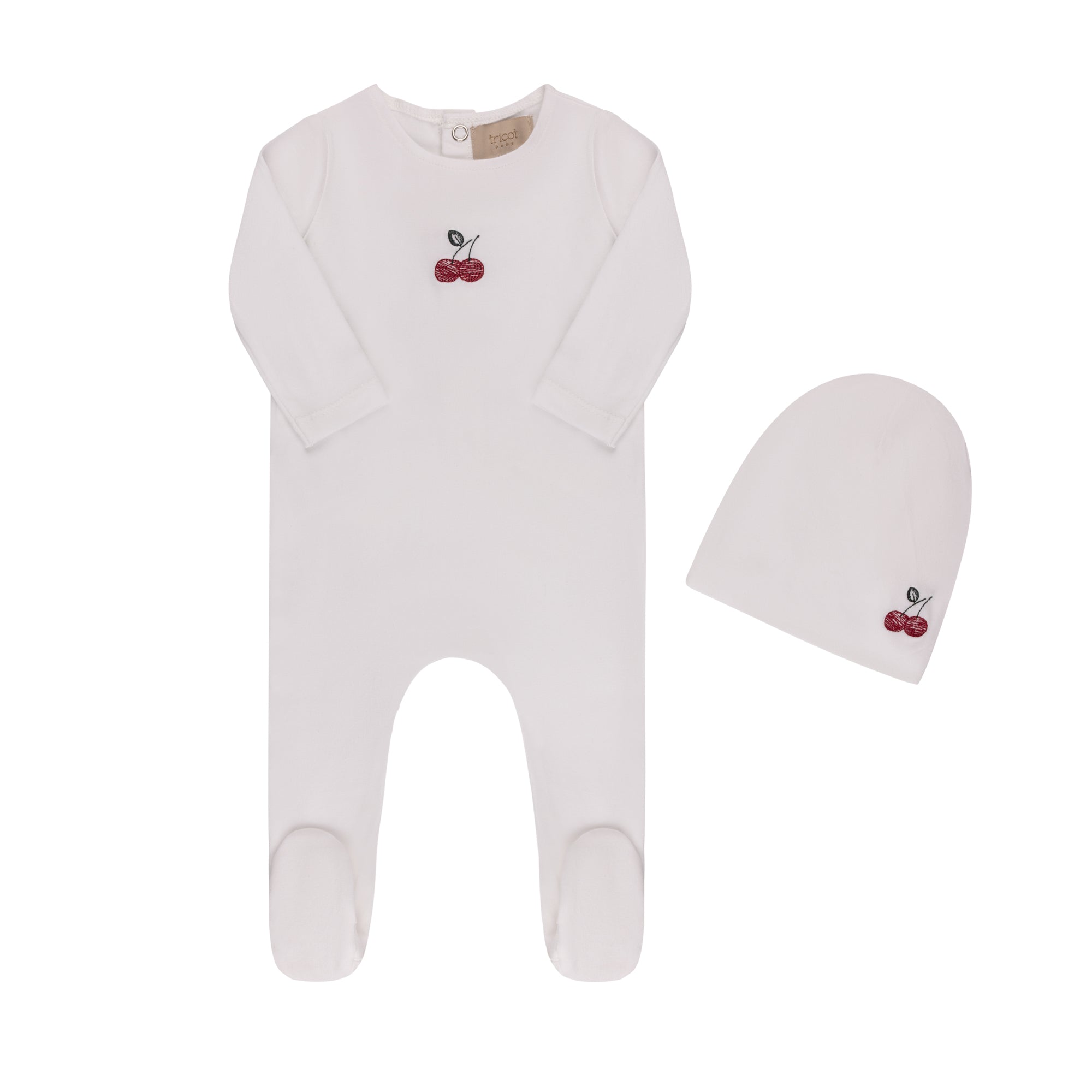 Embroidered Cherries/ Boat Footie & Hat