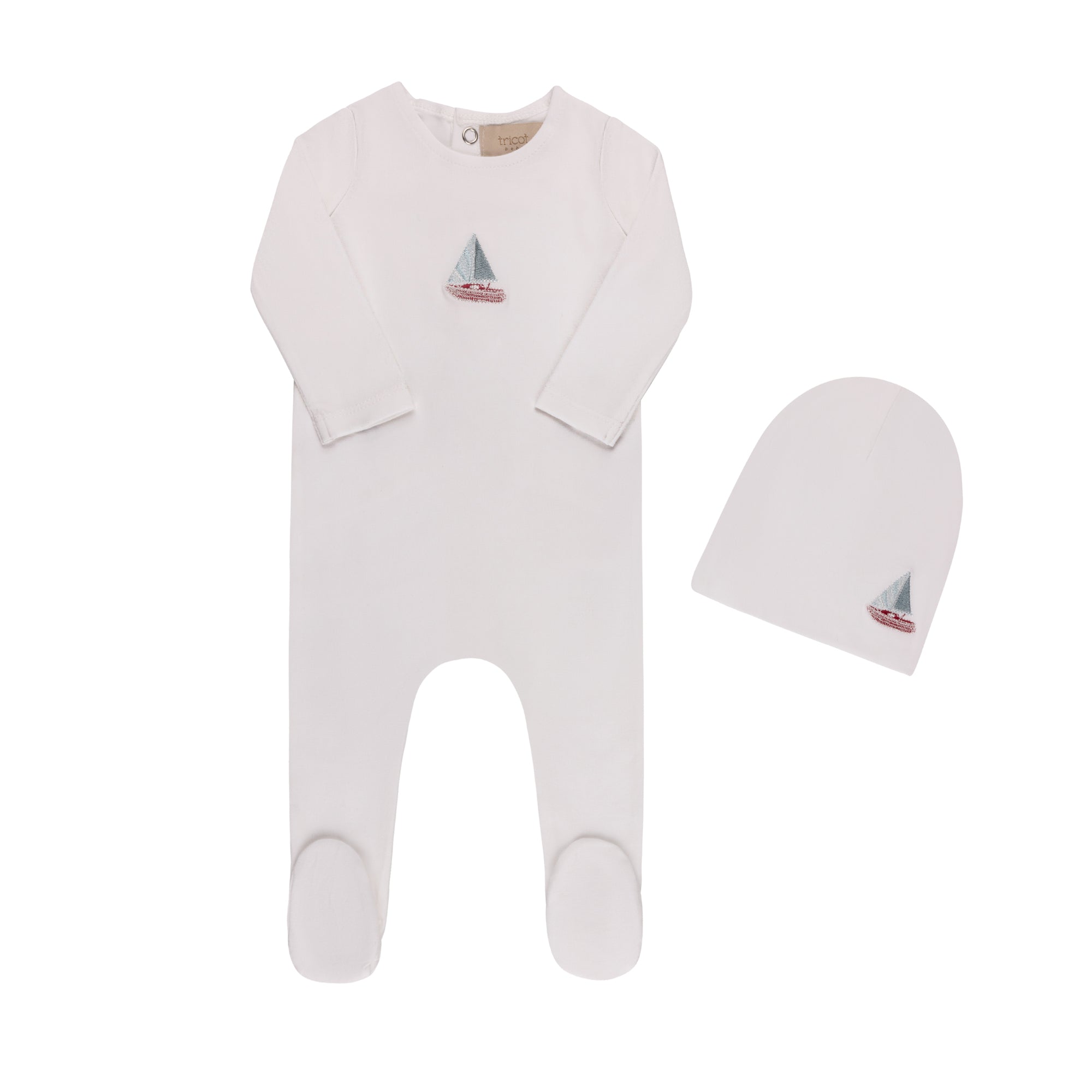 Embroidered Cherries/ Boat Layette Set