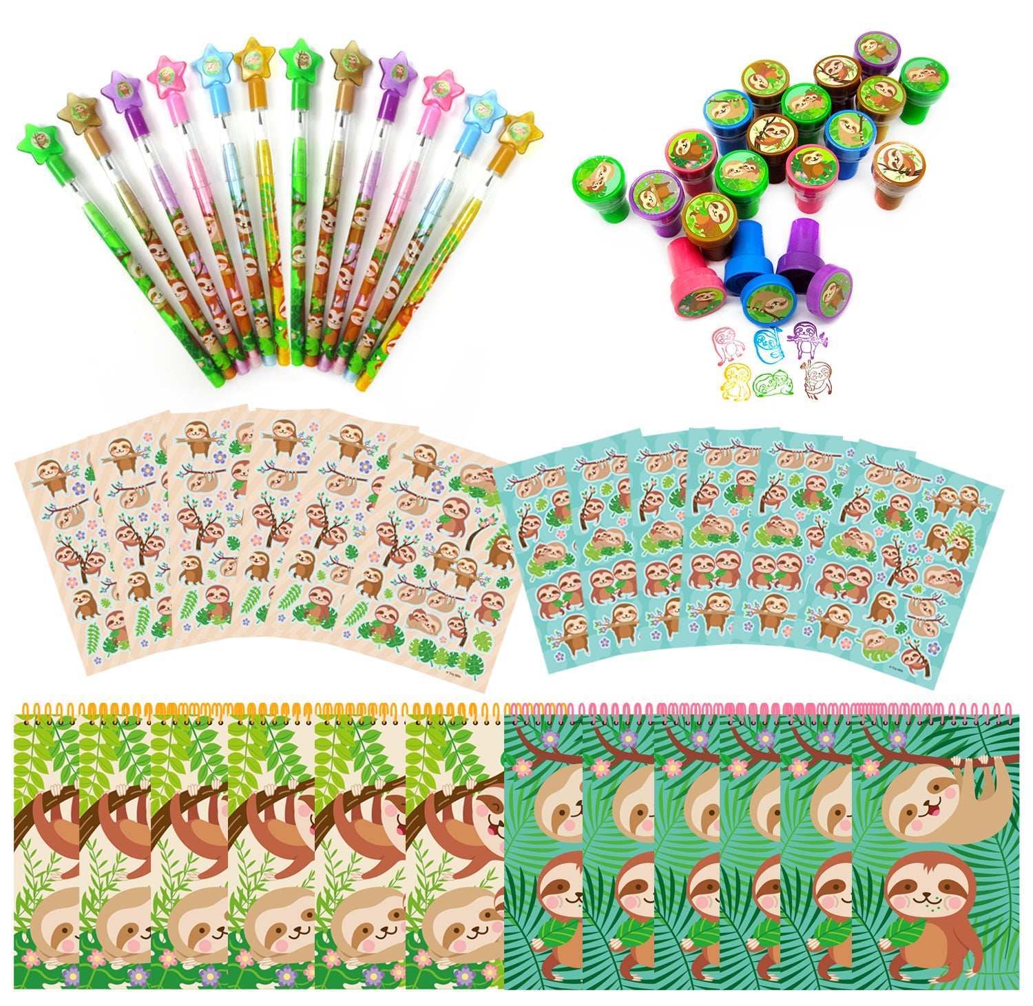 Sloth Party Favor Bundle For 12 Kids