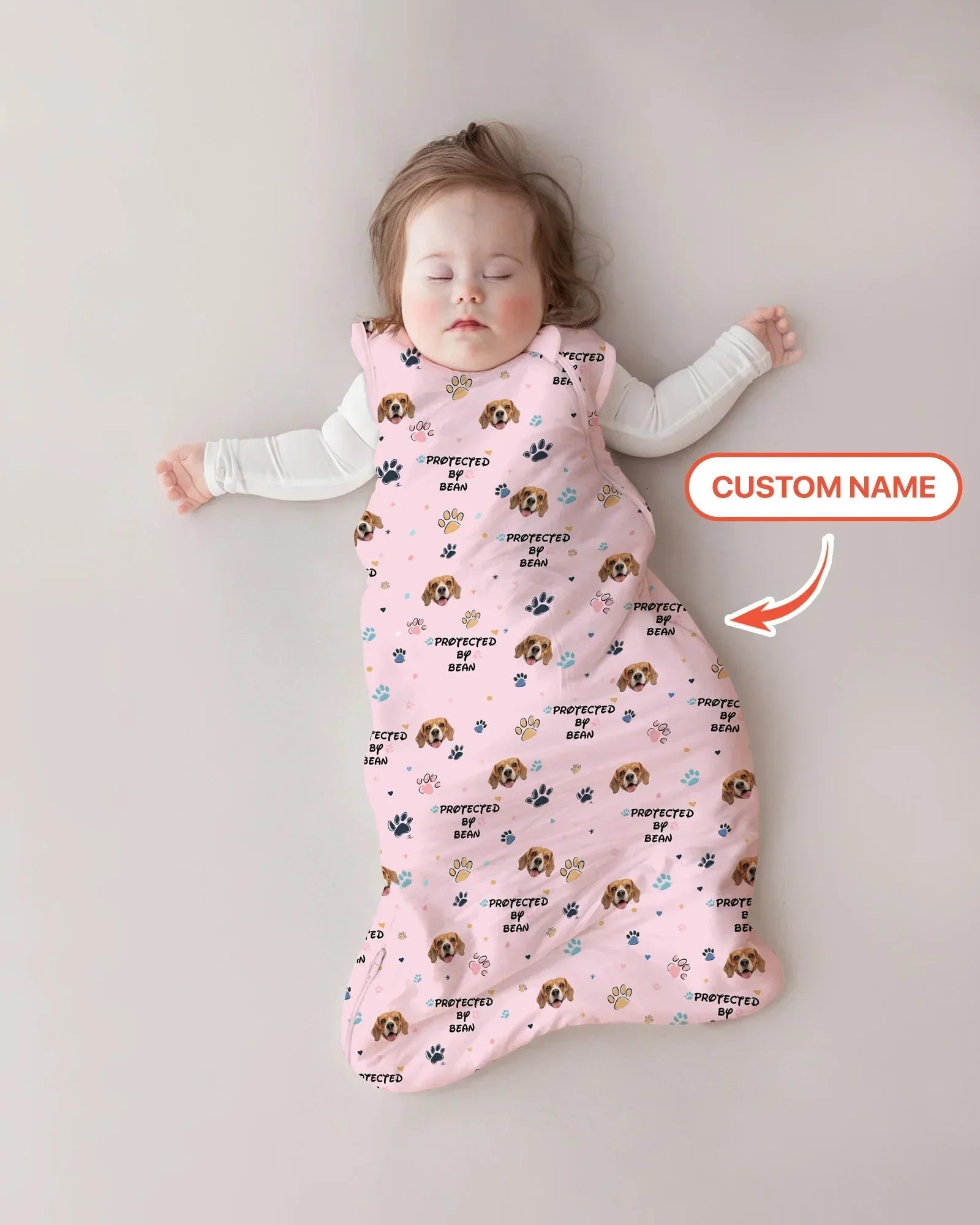 Custom Dog Photo Pattern Protected By Bamboo Sleep Bag