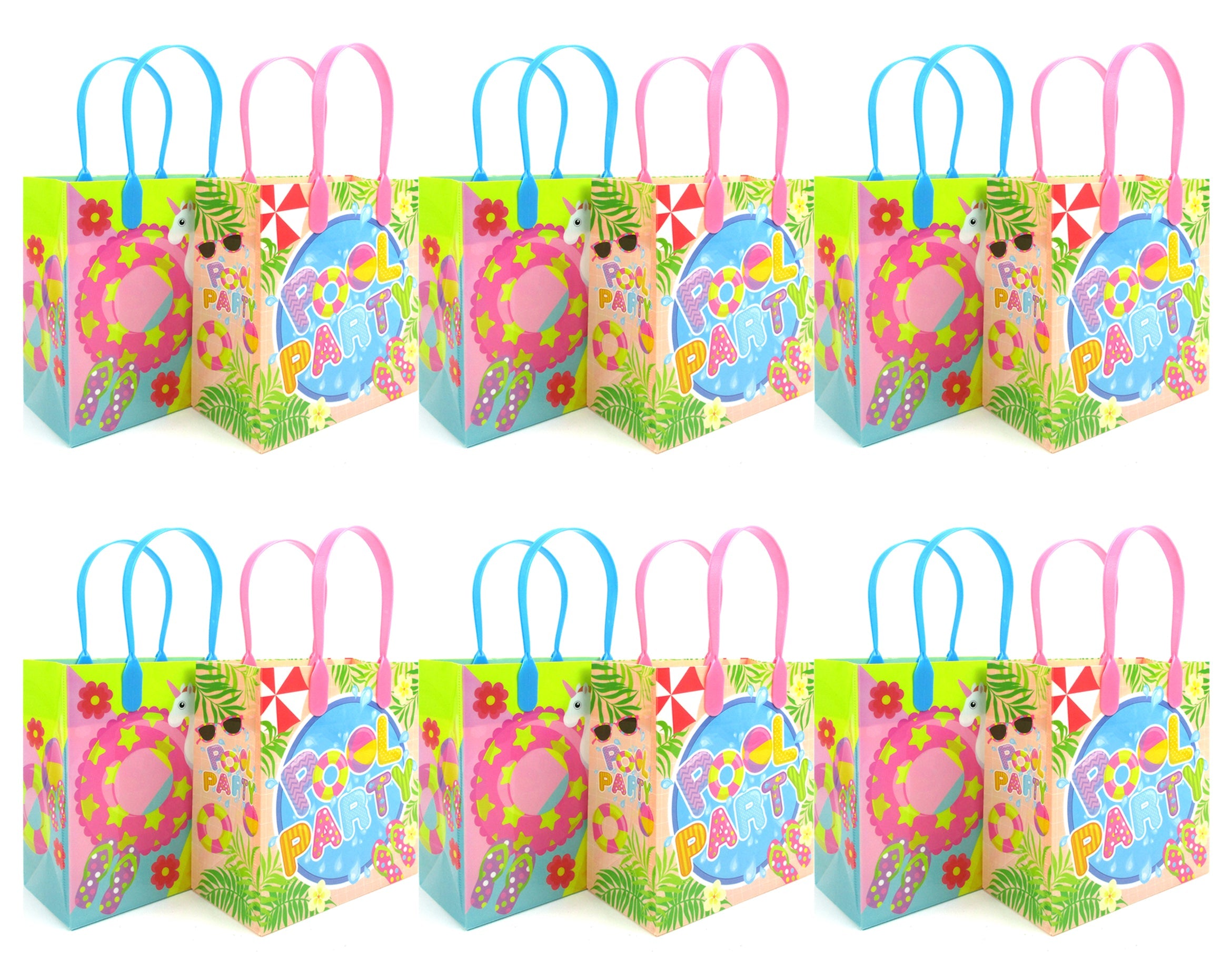 Pool Beach Summer Party Favor Bags Treat Bags - Set Of 6 Or 12