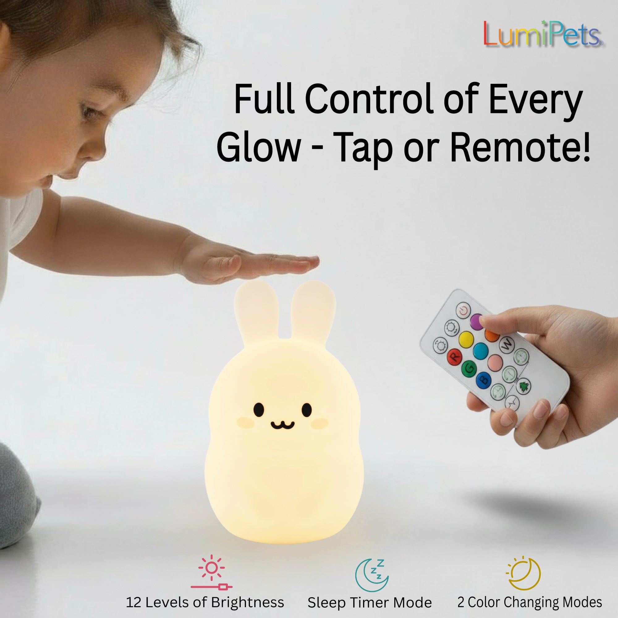 Lumipets® Baxter The Bunny- Children's Touch Night Light