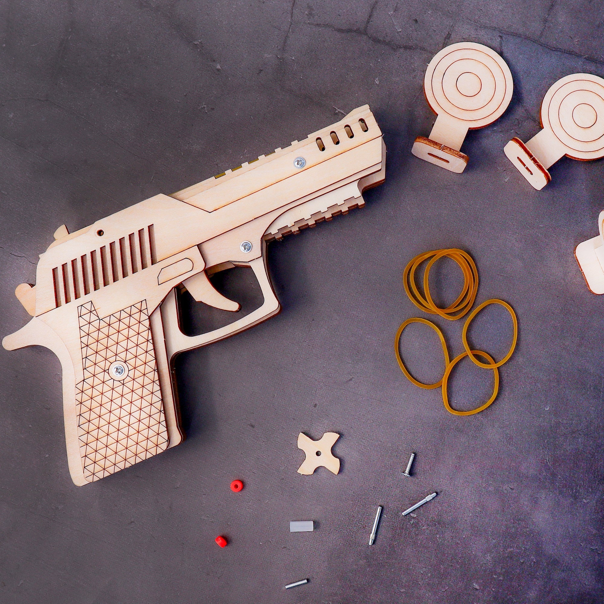 Diy Kit Rubber Band Launcher, Fun Wooden Craft And Stem Toy