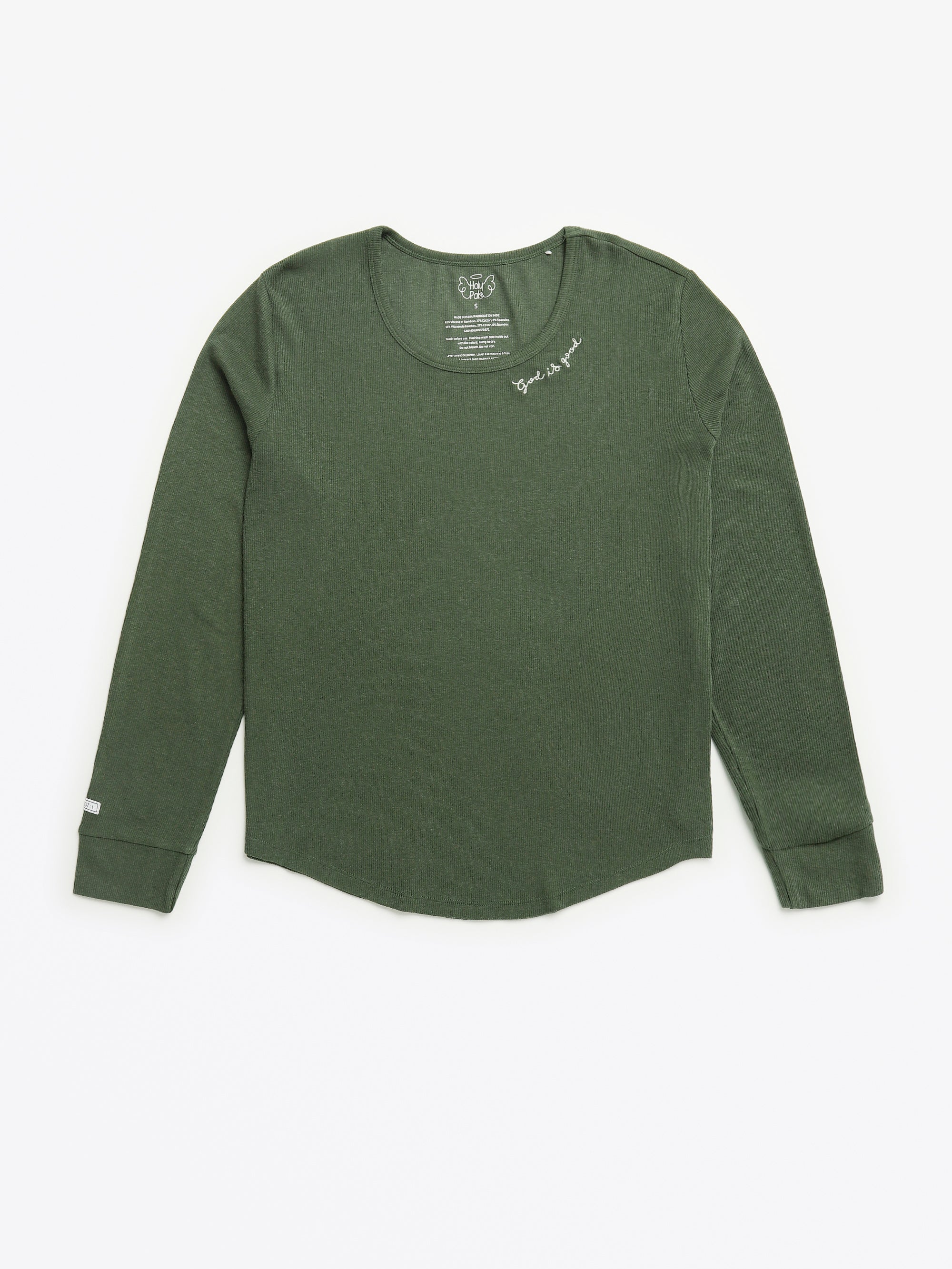 Solid Olive Womens Pj Jogger Set Ribbed Cotton-bamboo Blend