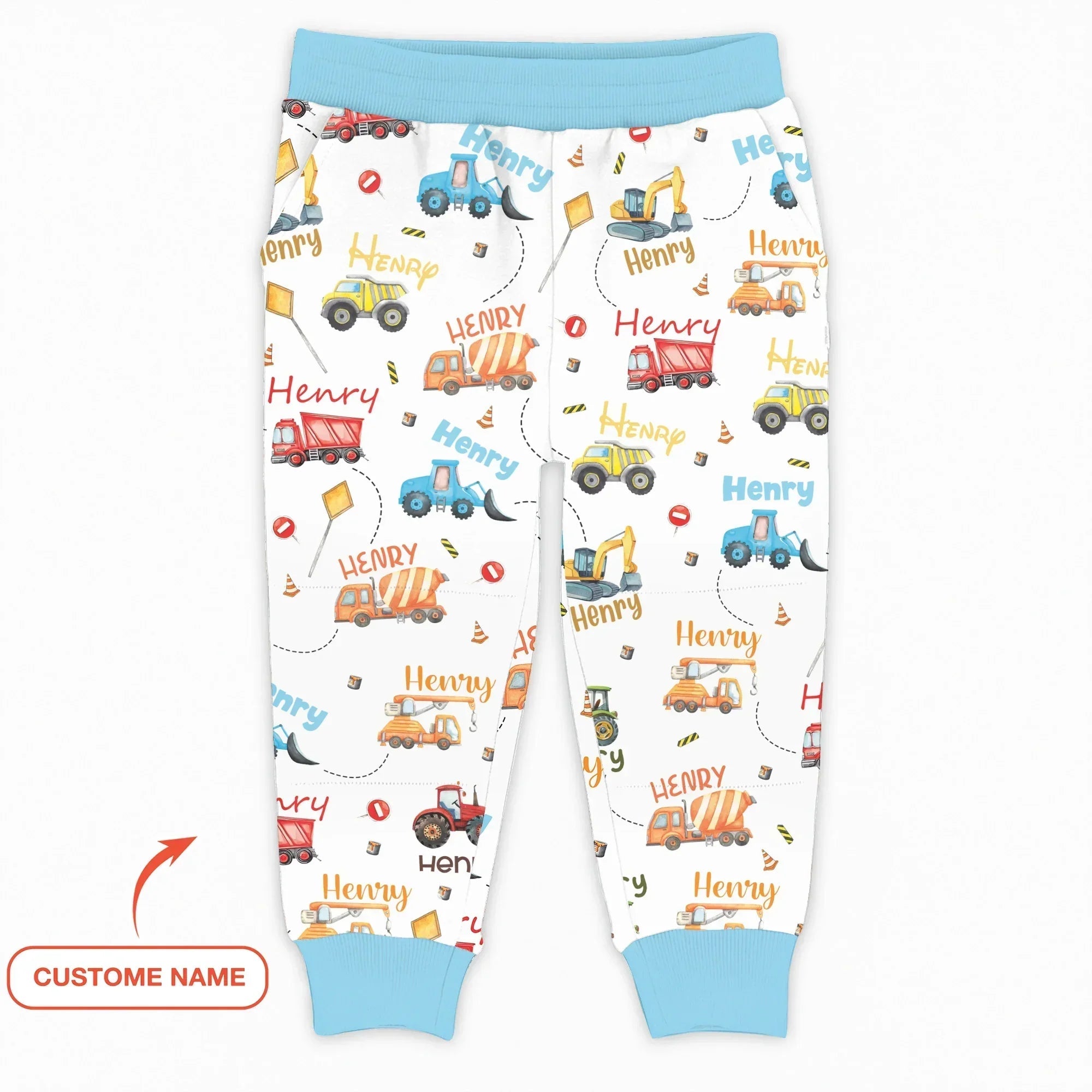 Construction Vehicles Custom Name Bamboo Jogger