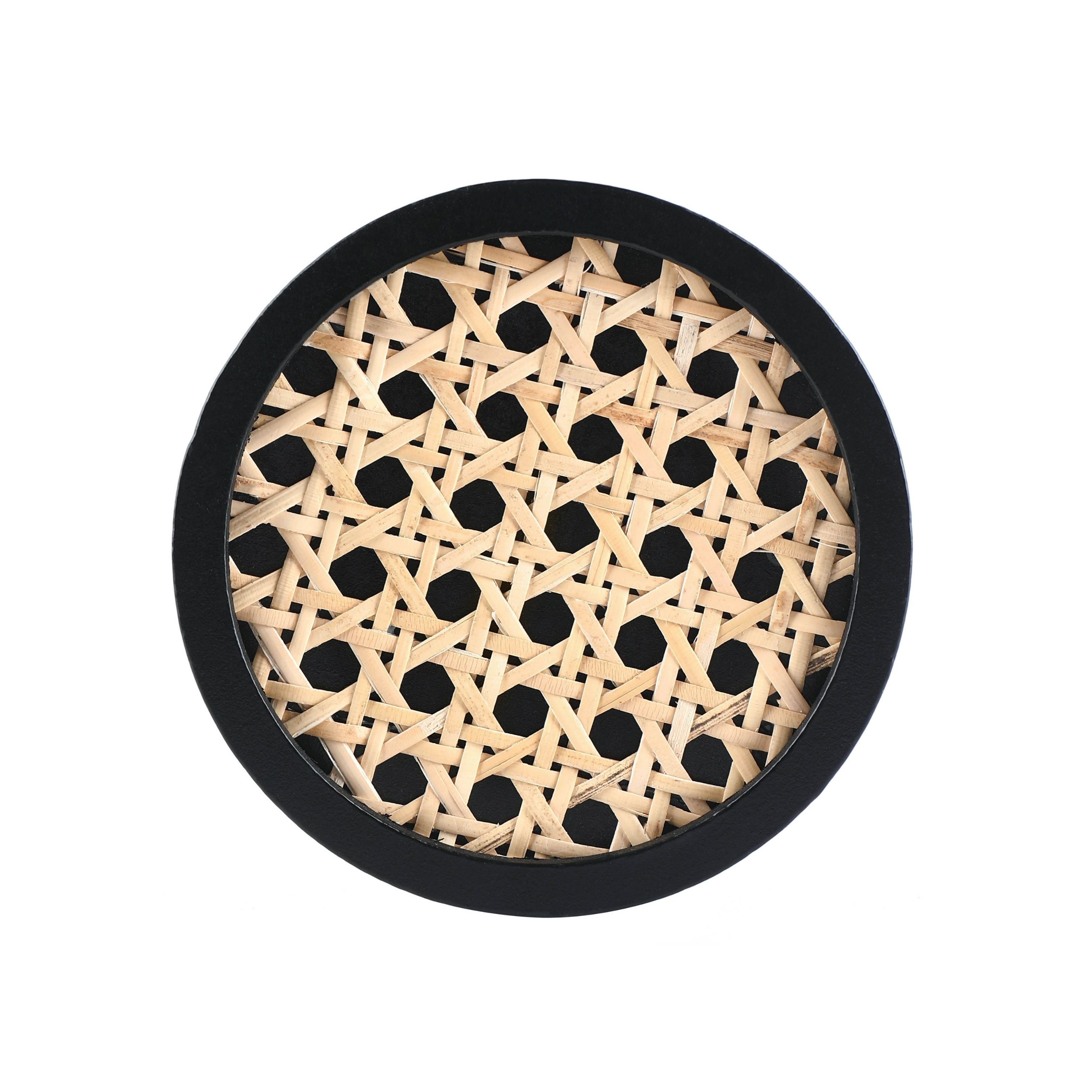 Momentdecor™ Natural Rattan & Wood Coasters Round Shape