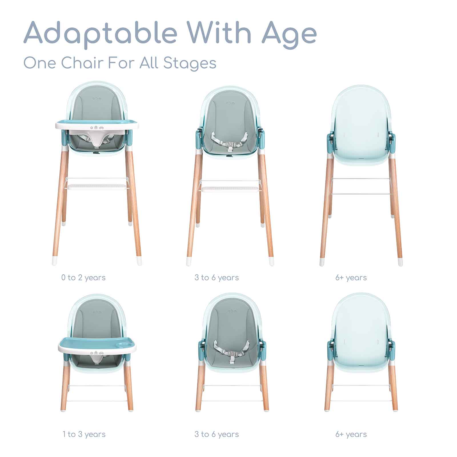 Children Of Design 6 In 1 Deluxe High Chair W/cushion