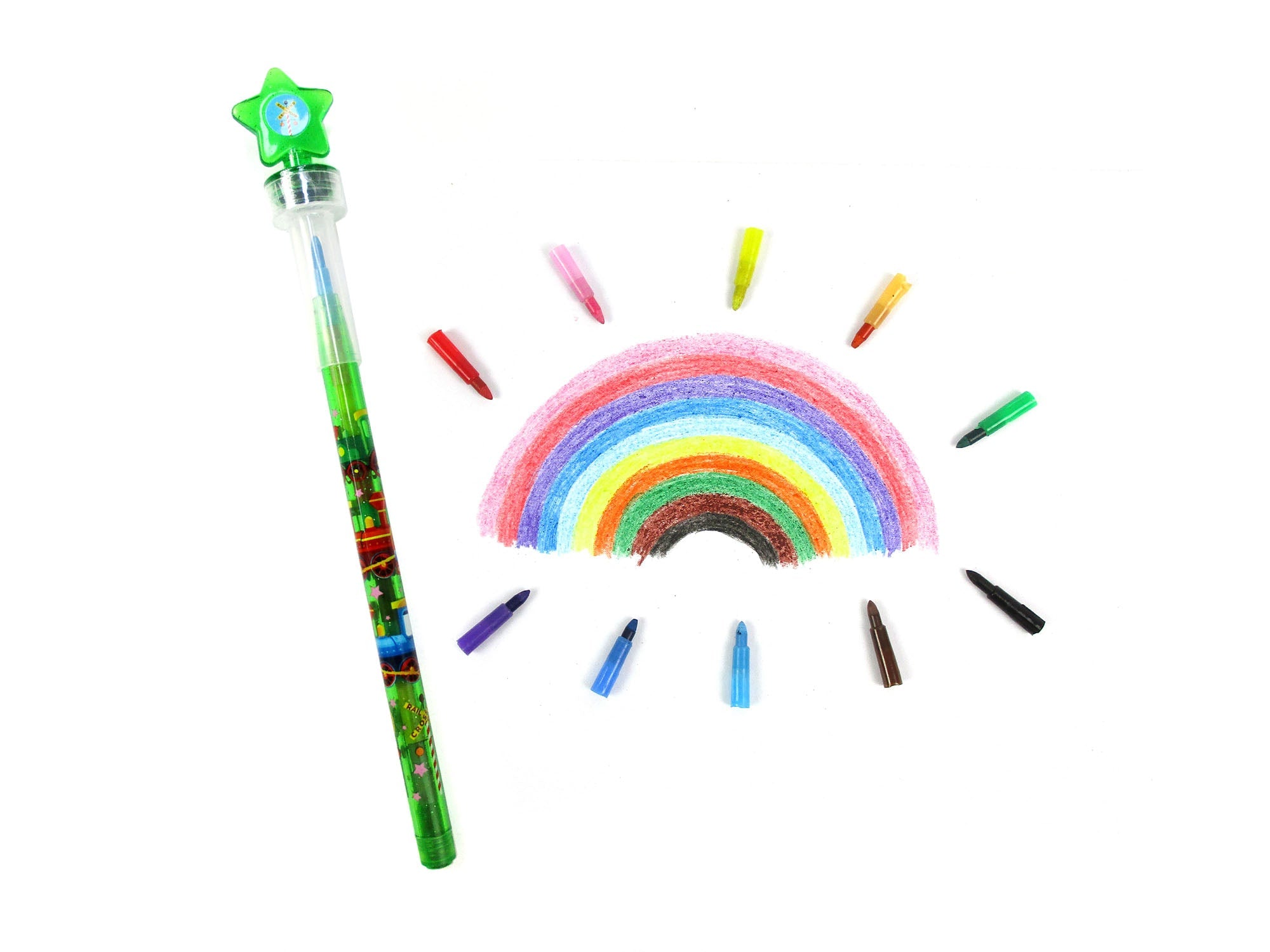 Train Stackable Crayon With Stamper Topper