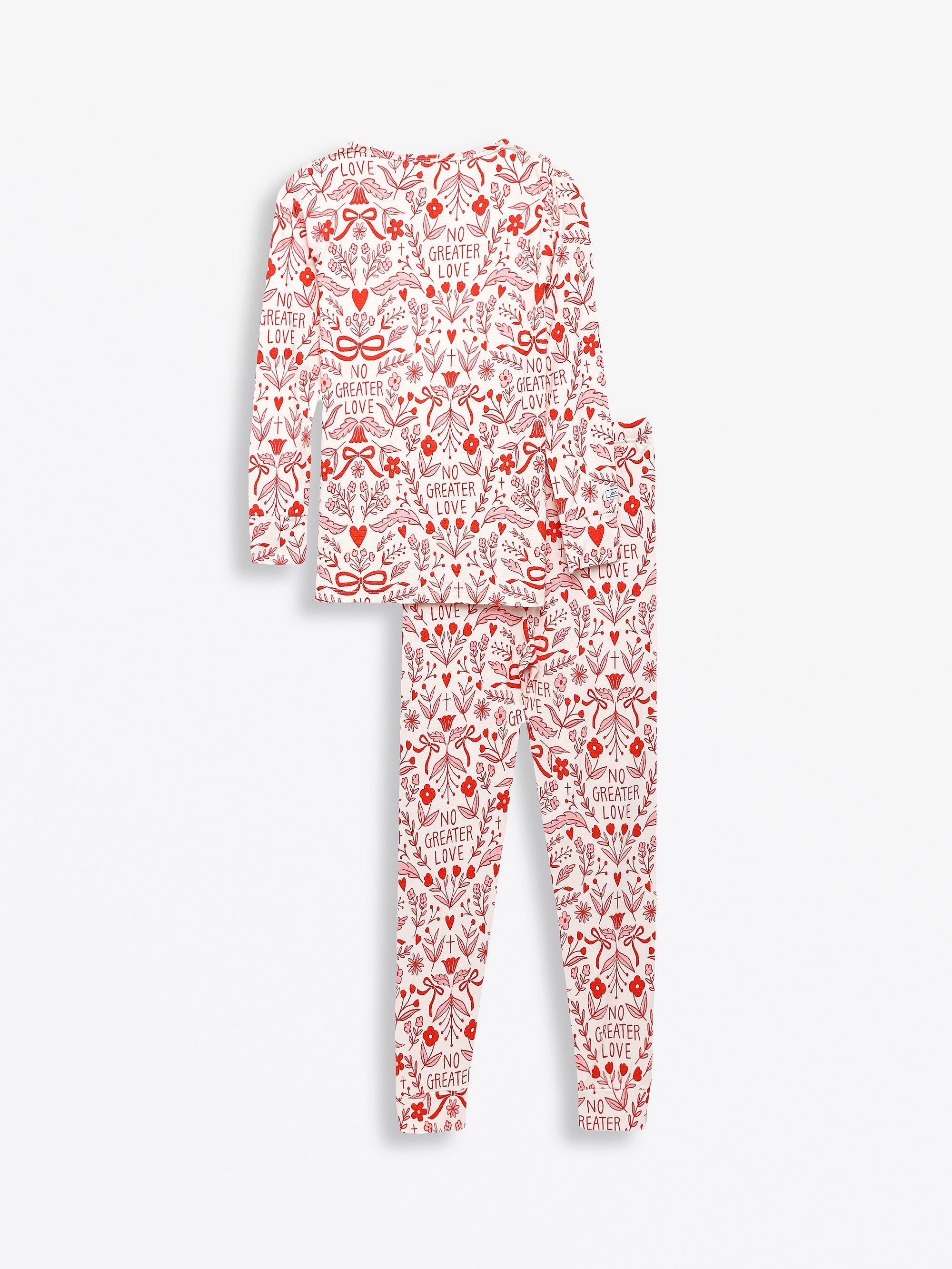 No Greater Love Pink Pj Long Sleeve Set Cotton