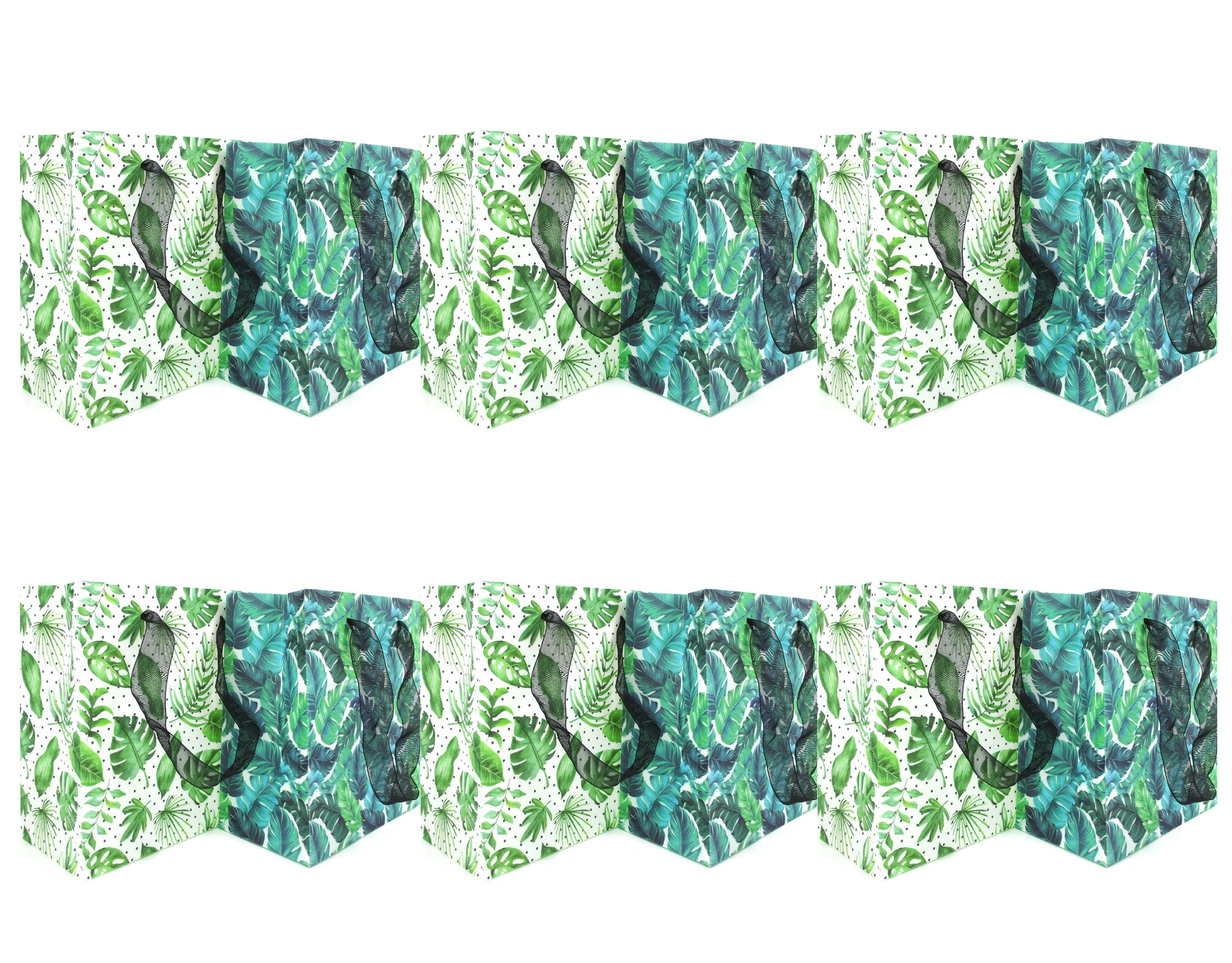 Tropical Plants Monstera Leaves Party Favor Treat Bags - Set Of 6 Or 12