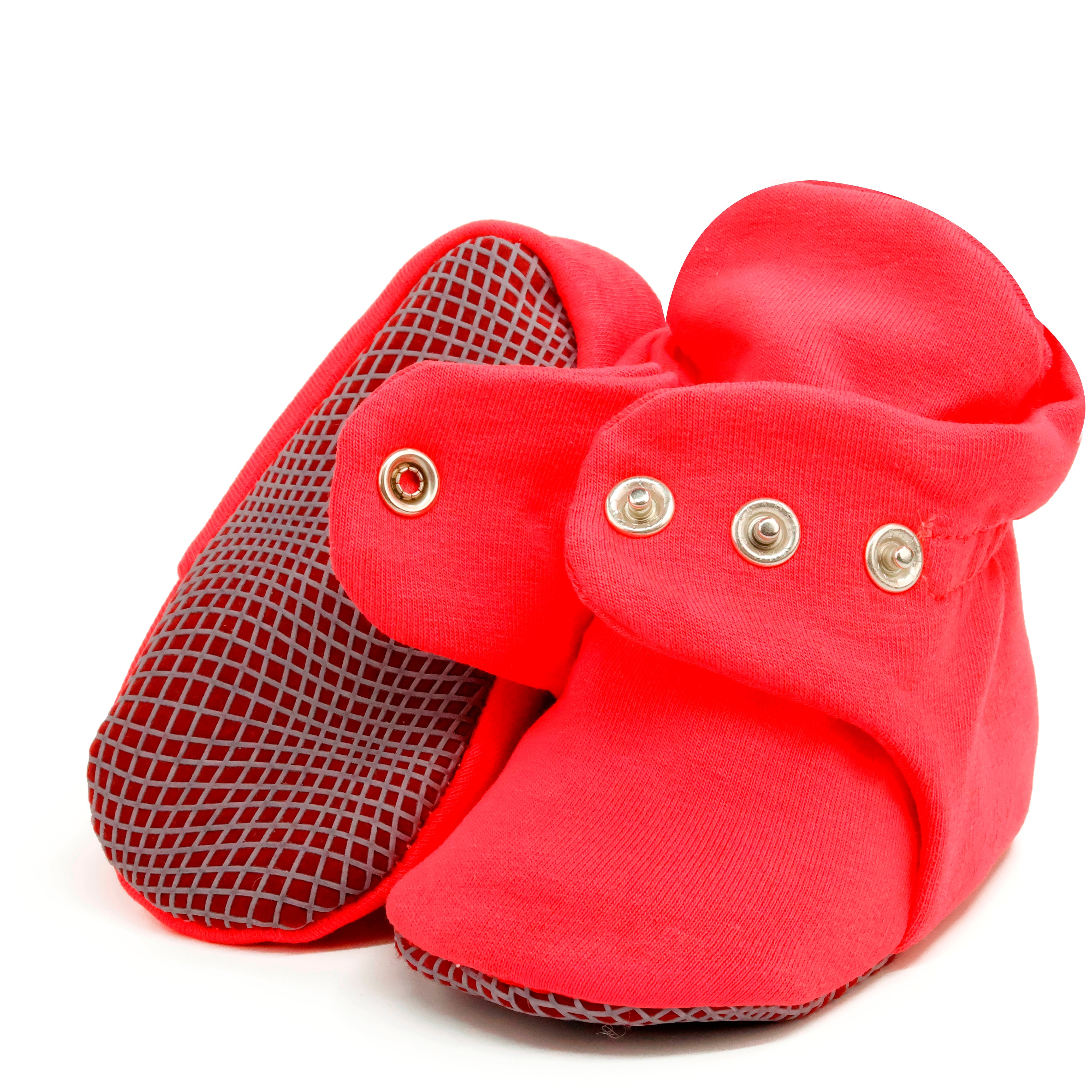 Organic Cotton Baby Booties, Non-slip Sole, Cotton Newborn Booties Home Nursery Shoes, Vermilon