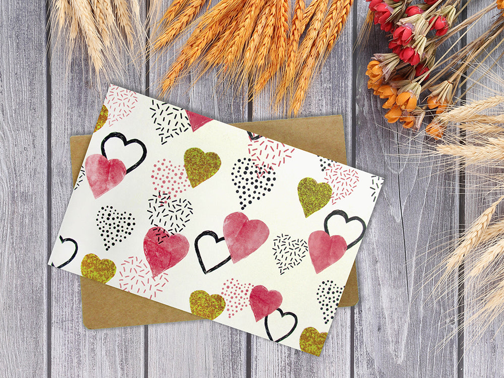 Hearts Assorted Greeting Cards For All Occasions And Valentine's Day - 6 Design