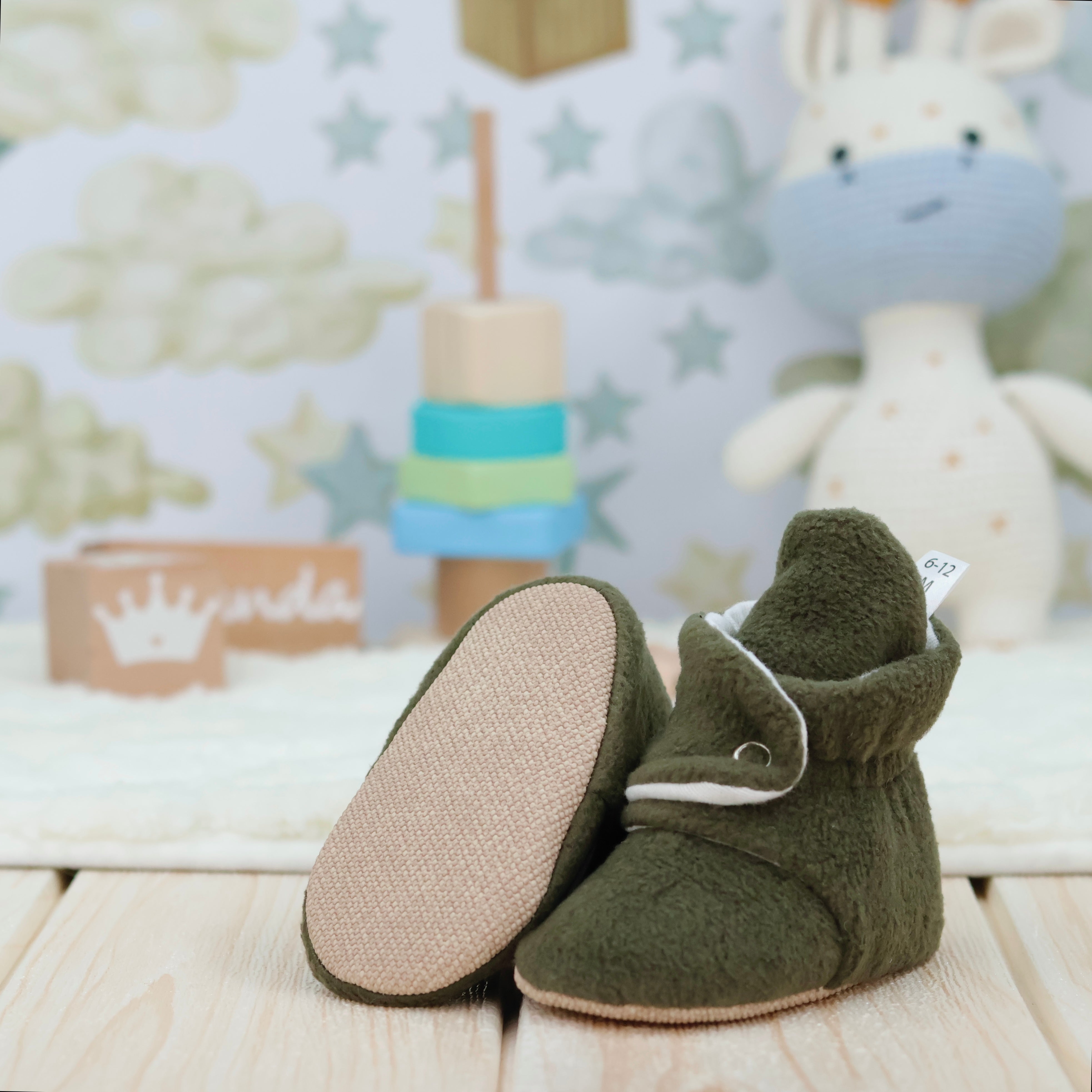 Organic Baby Booties, Newborn Booties Basic, Khaki