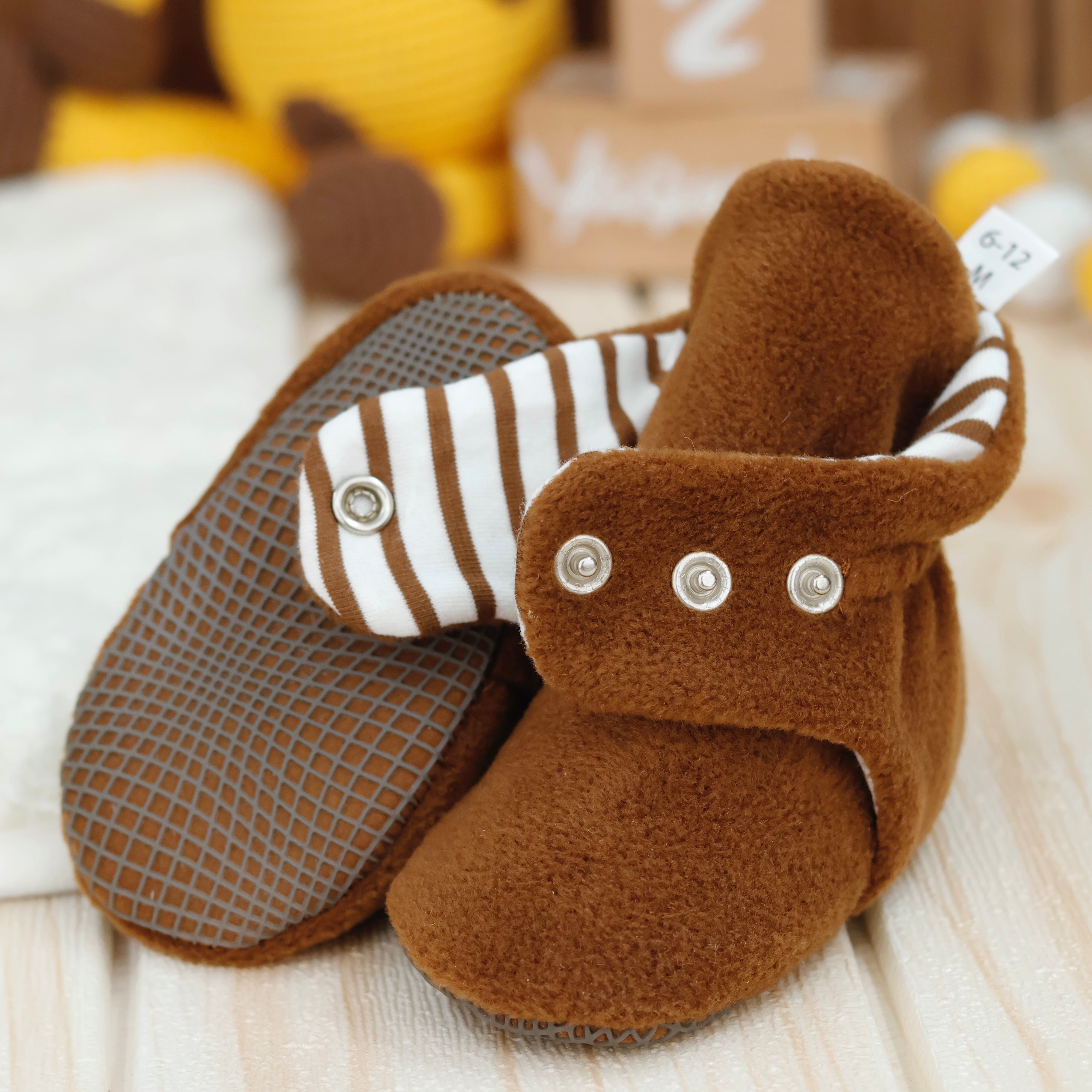 Anti-slip Sole, Fleece Baby Booties, Newborn Home Booties, Sweat Proof Organic Cotton Lining, Taba