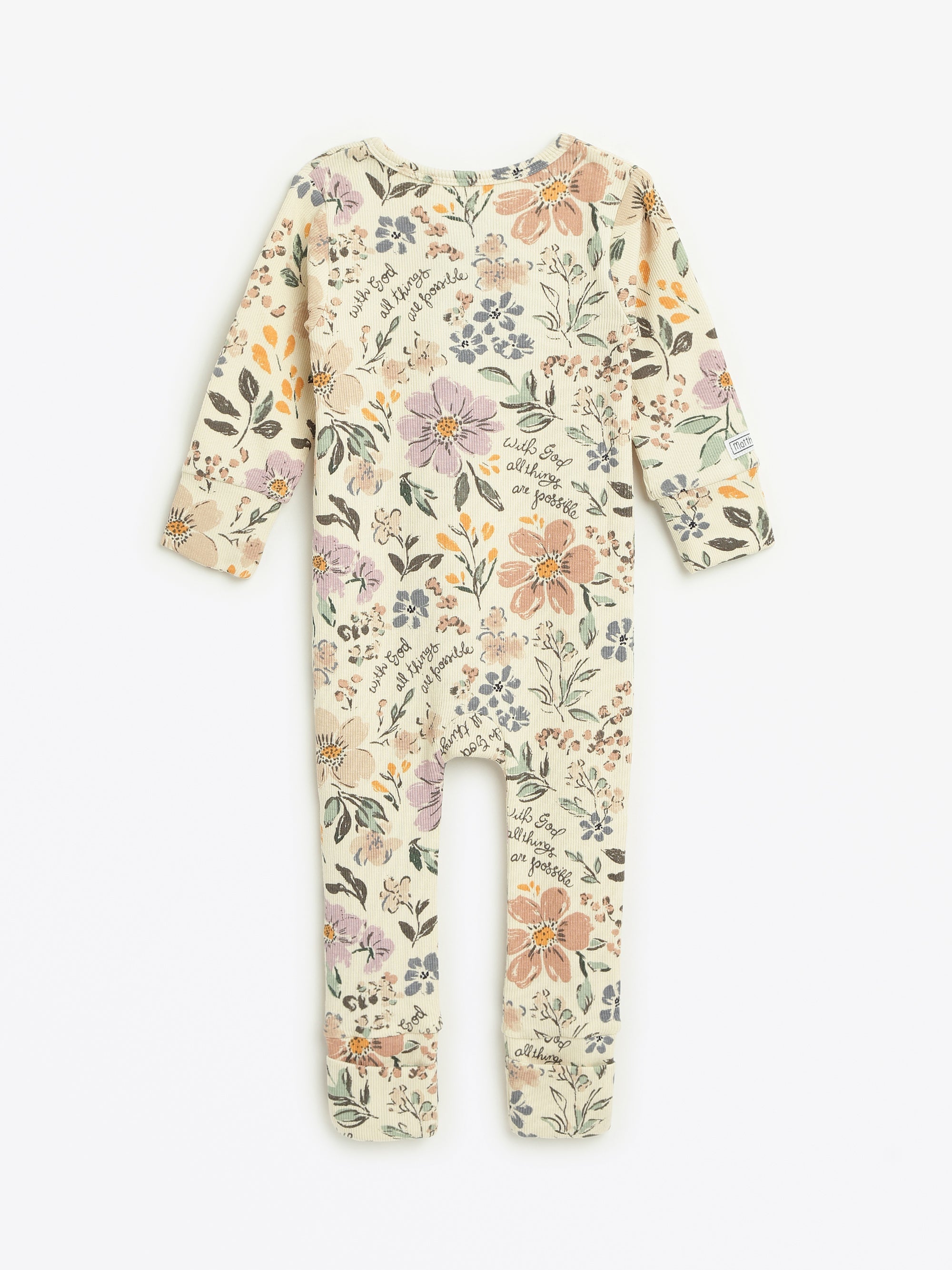 All Things Are Possible Footless Onesie Pj Ribbed Cotton-bamboo Blend