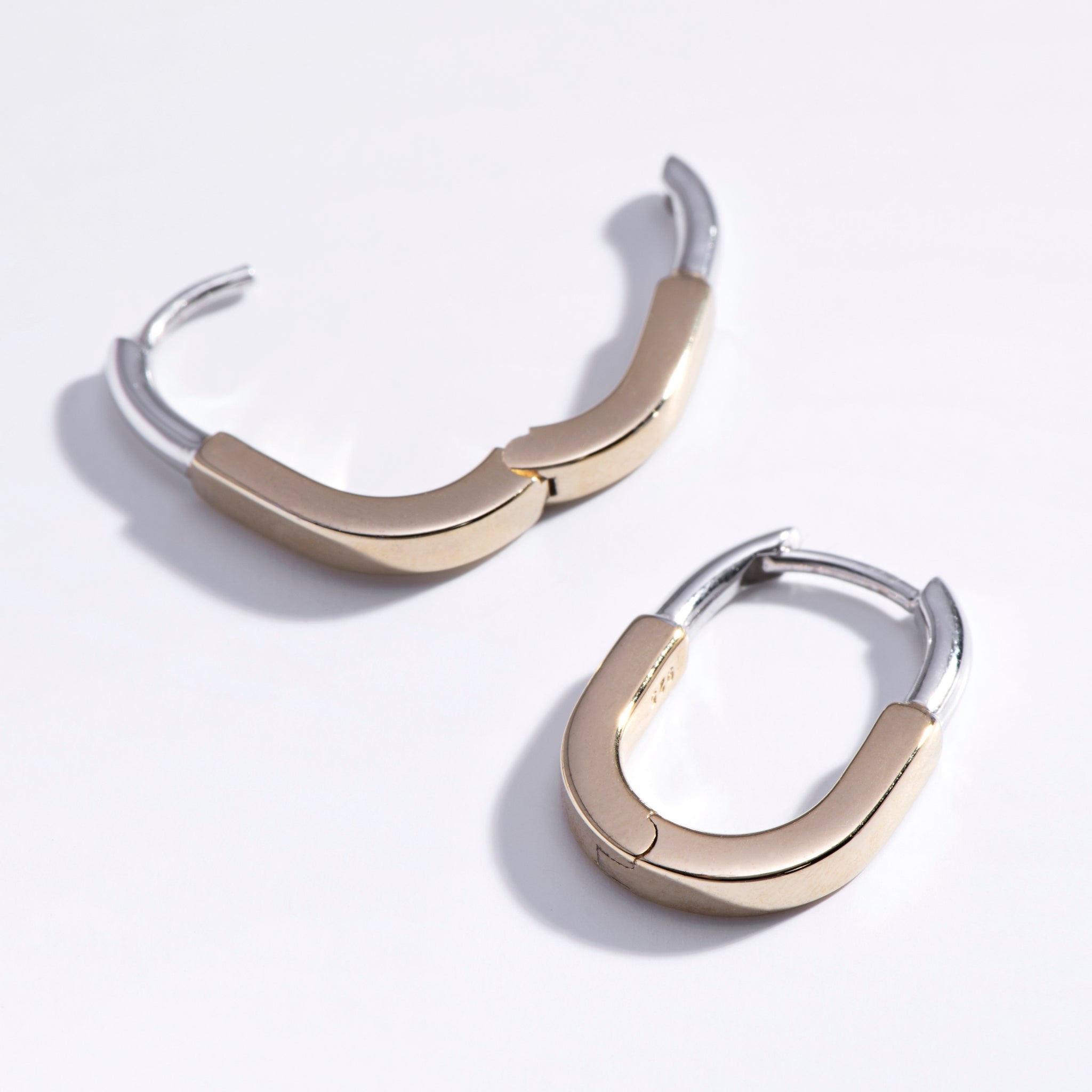 Mixed Metal Huggie Hoops