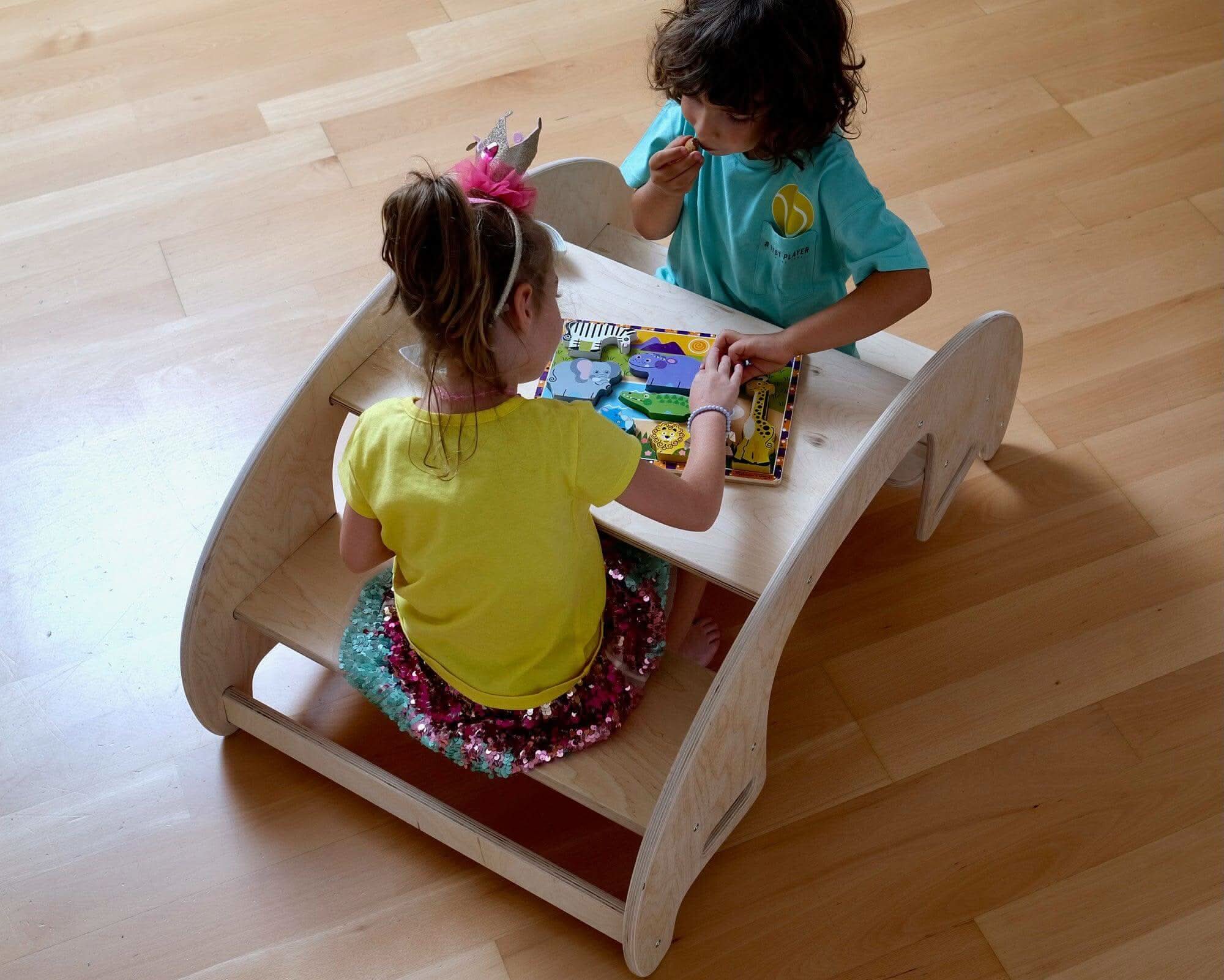 2in1-montessori Wooden Seesaw-table Chair Set