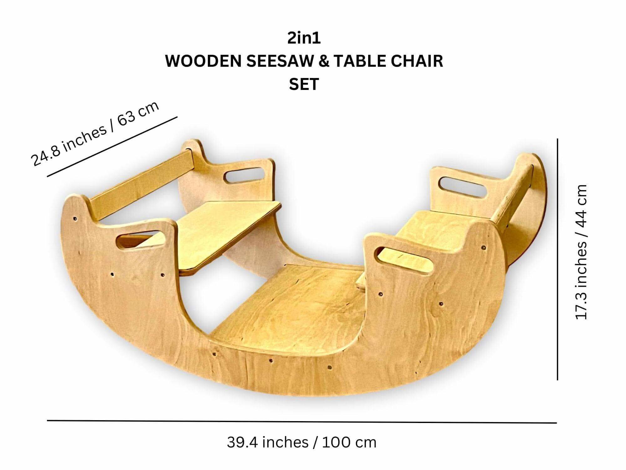 2in1-montessori Wooden Seesaw-table Chair Set