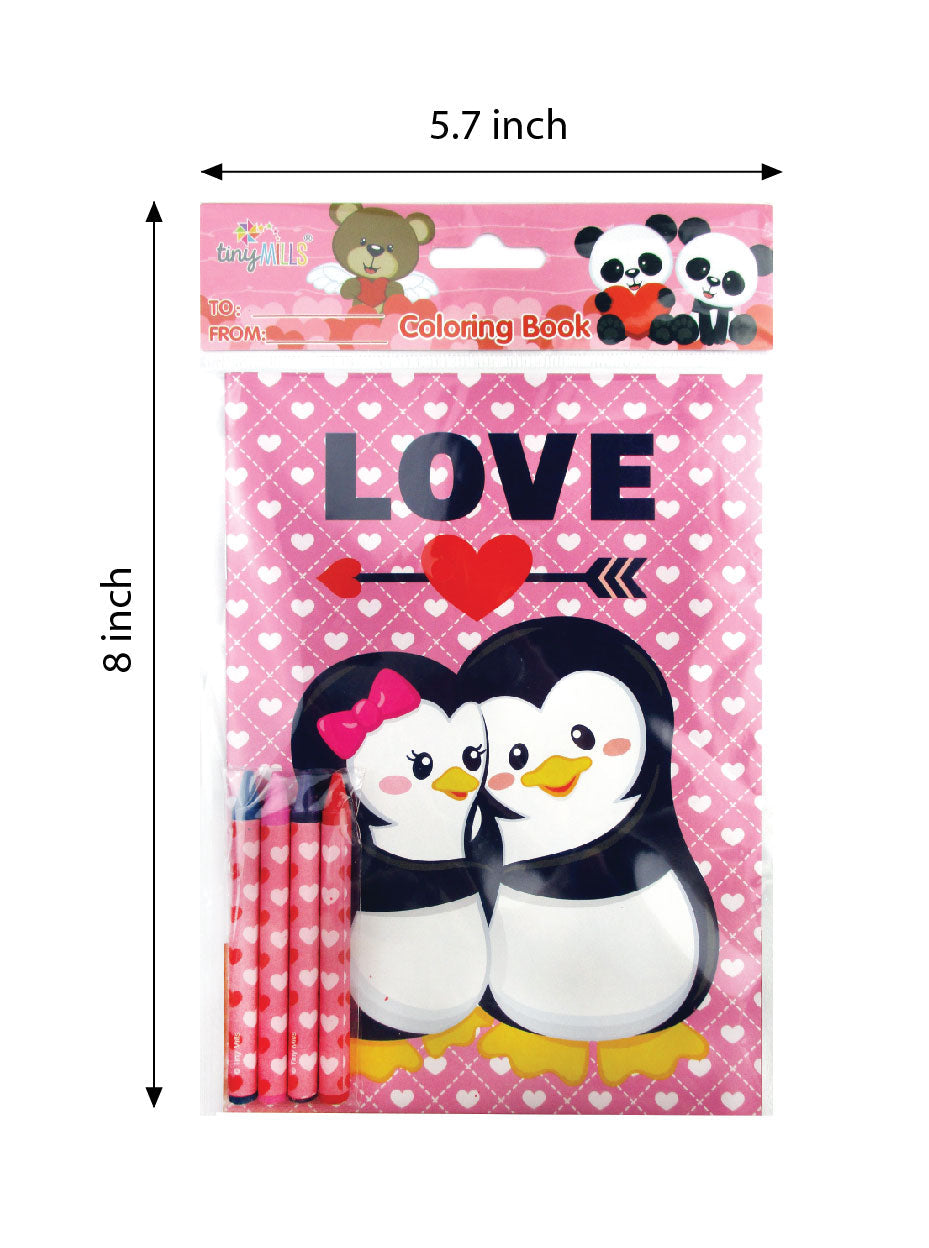 Valentine's Day Coloring Books With Crayons Party Favors - Set Of 6 Or 12