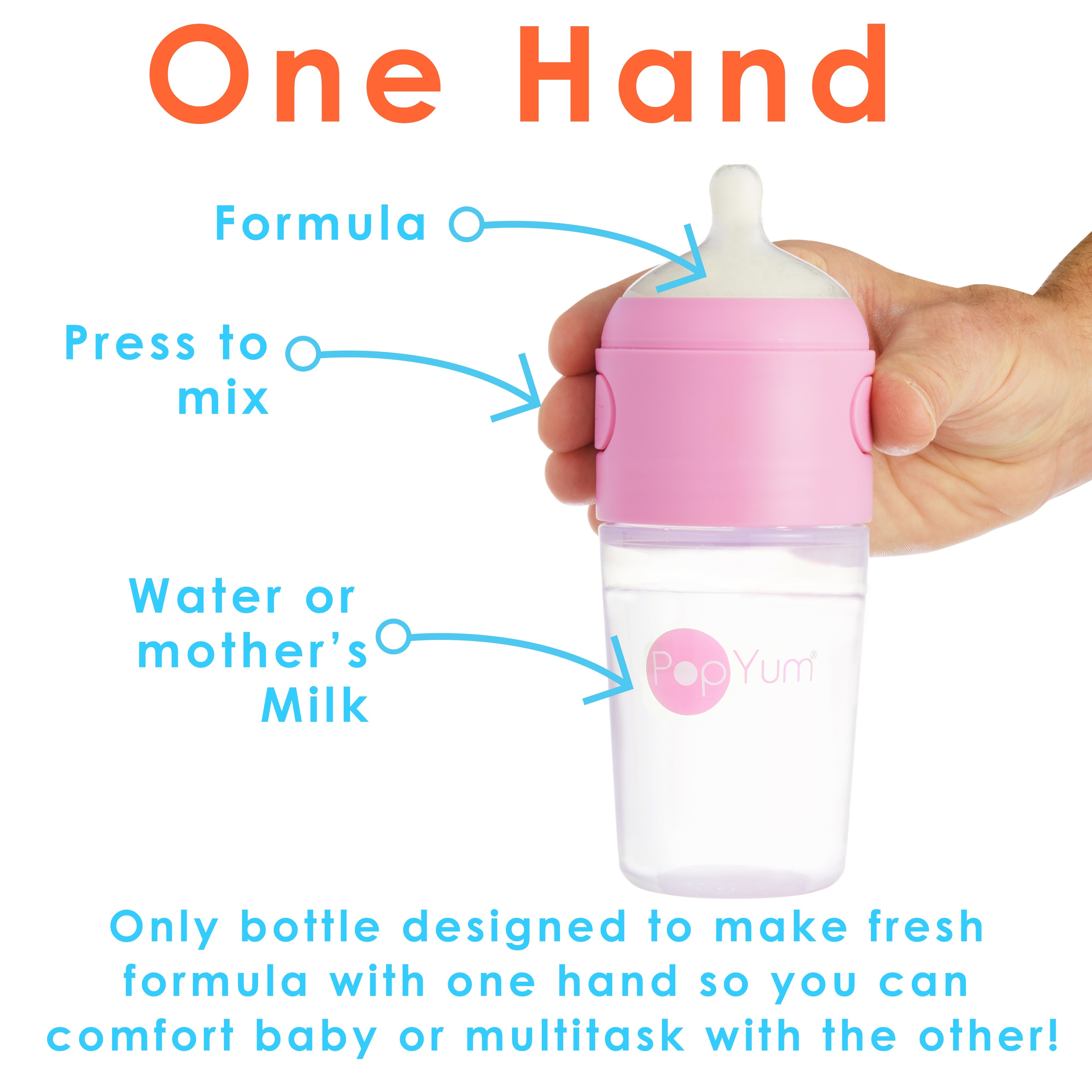 Popyum Pink 10 Piece Bundle: Bottle Set + 3 Nipple 2-packs