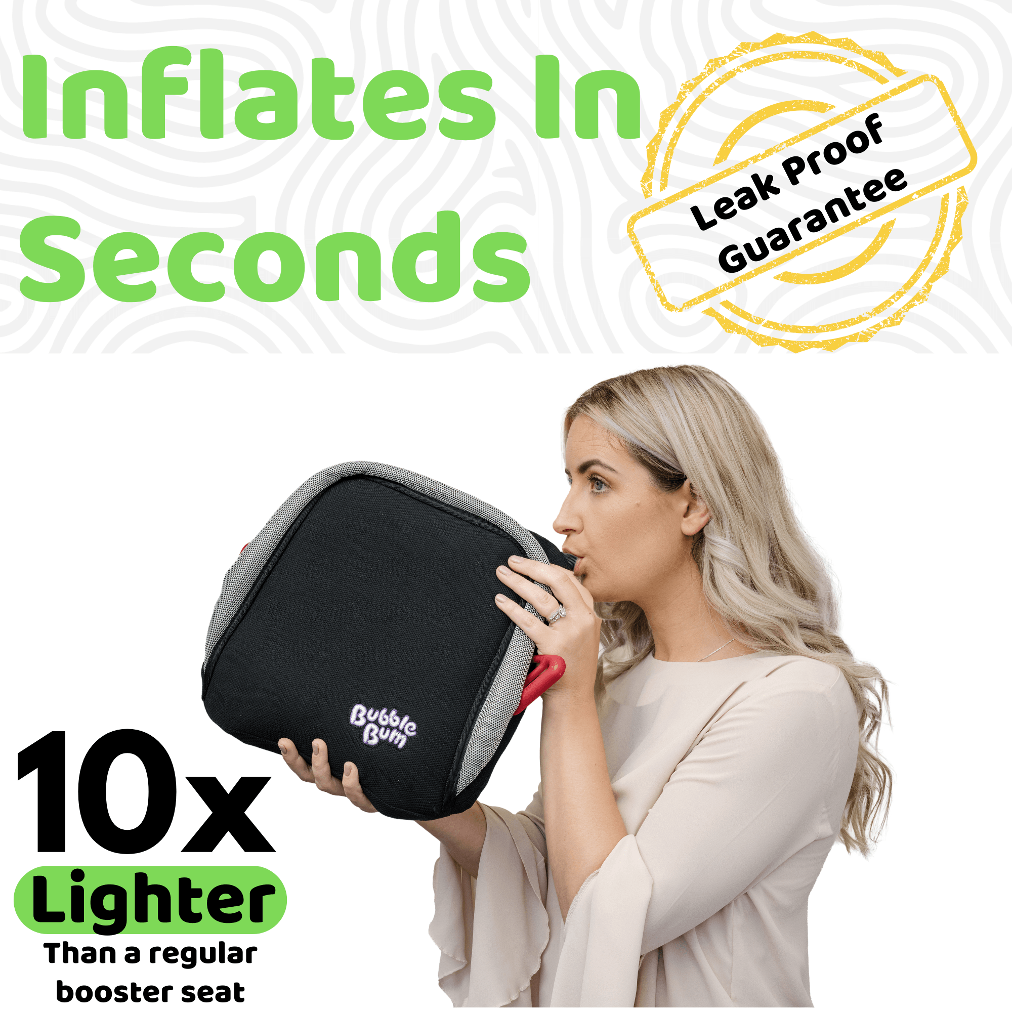 Bubblebum Inflatable Car Booster Seat - Travel Booster Seat - Black Style ✔️