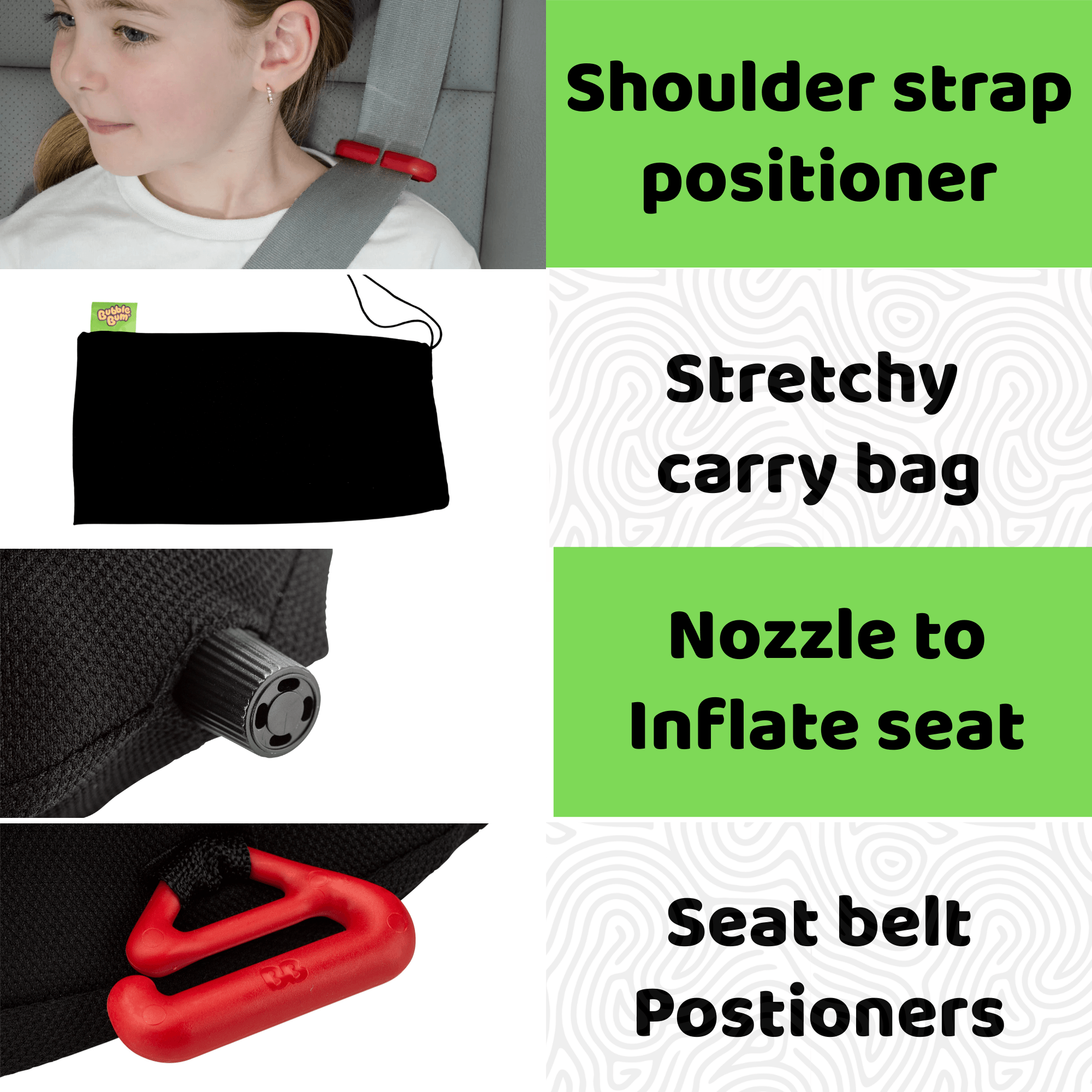 Bubblebum Inflatable Car Booster Seat - Travel Booster Seat - Black Style ✔️