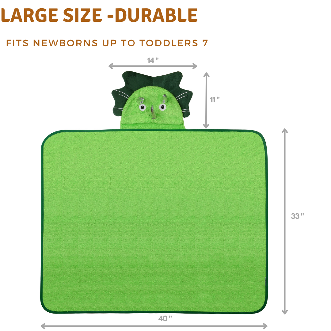 Bamboo Viscose Baby Hooded Towel Green Dinosaur