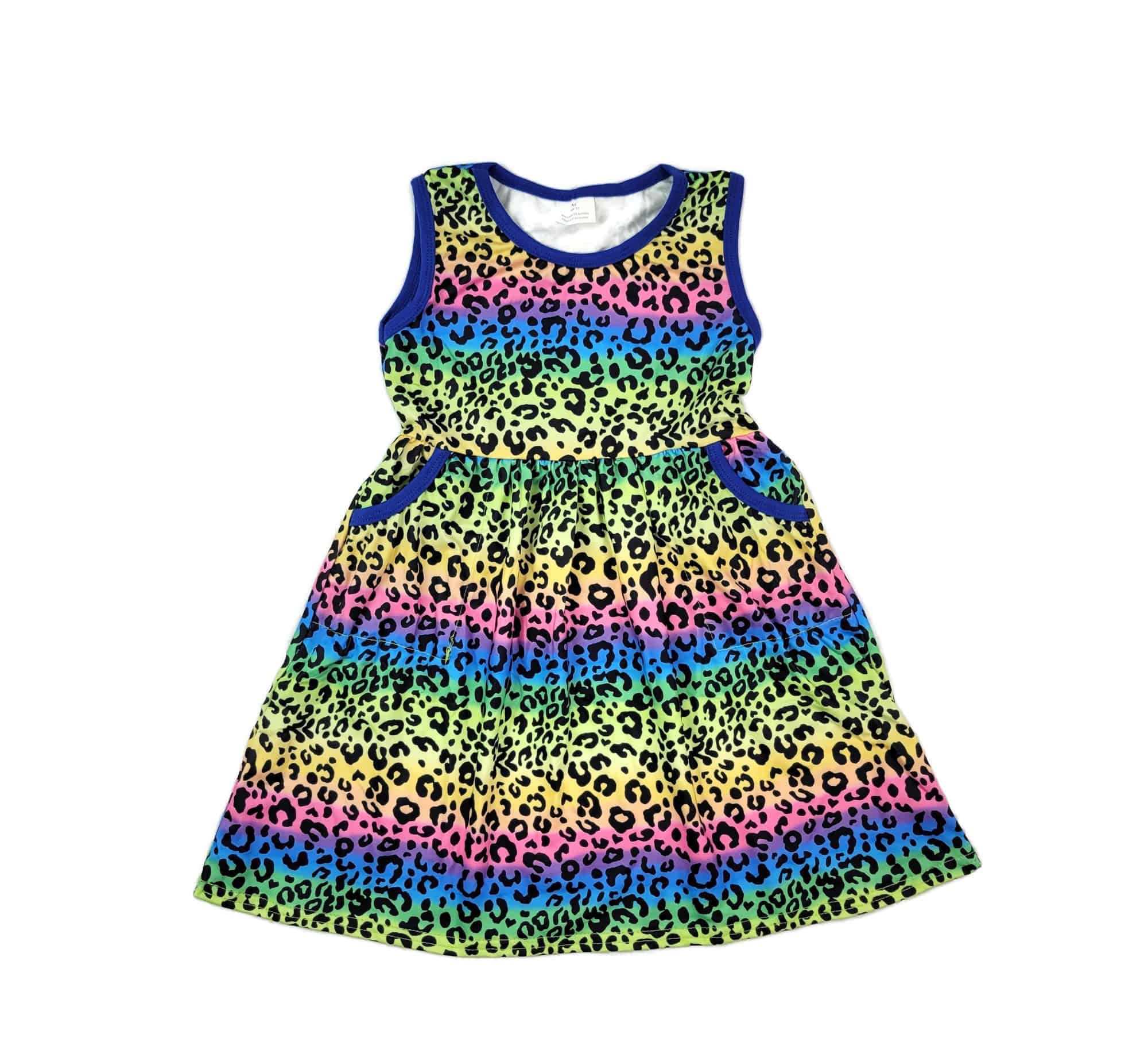 Neon Leopard Pocket Milk Silk Tank Dress