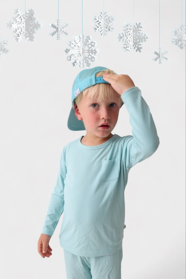 Hazy Blue Rib Dream Pocket Tee