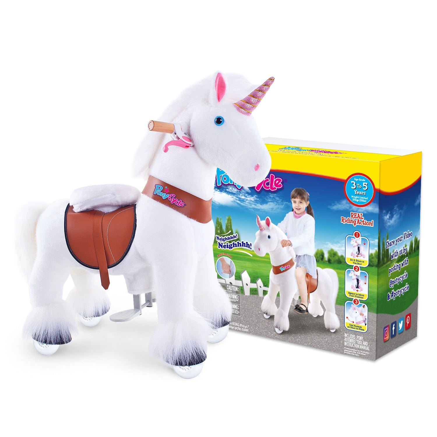 Model U Unicorn Ride-on Toy Age 3-5 White