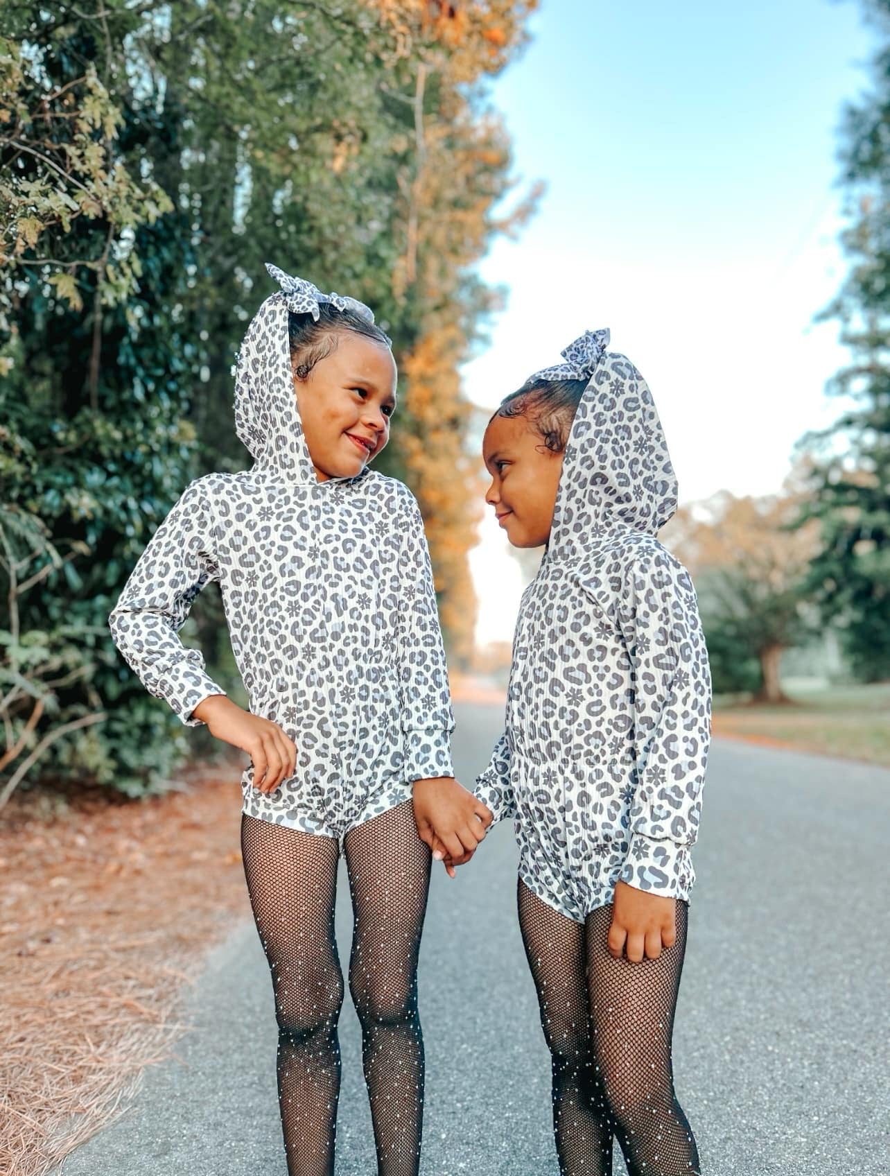 Snow Leopard Ribbed Hooded Romper