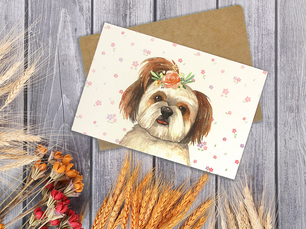 Dogs With Floral Crowns - 36 Pack Assorted Greeting Cards For All Occasions - 9 Design